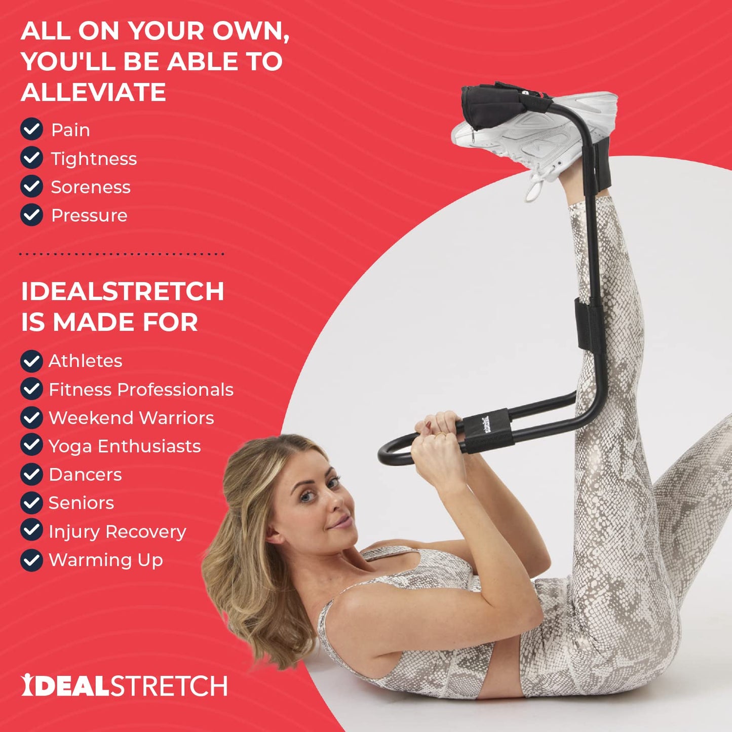IdealStretch - Original Patented – Hamstring Stretcher, Lower Back Stretcher, Hip Stretcher, & Calf Stretcher - Pain Relief & Leg Stretcher