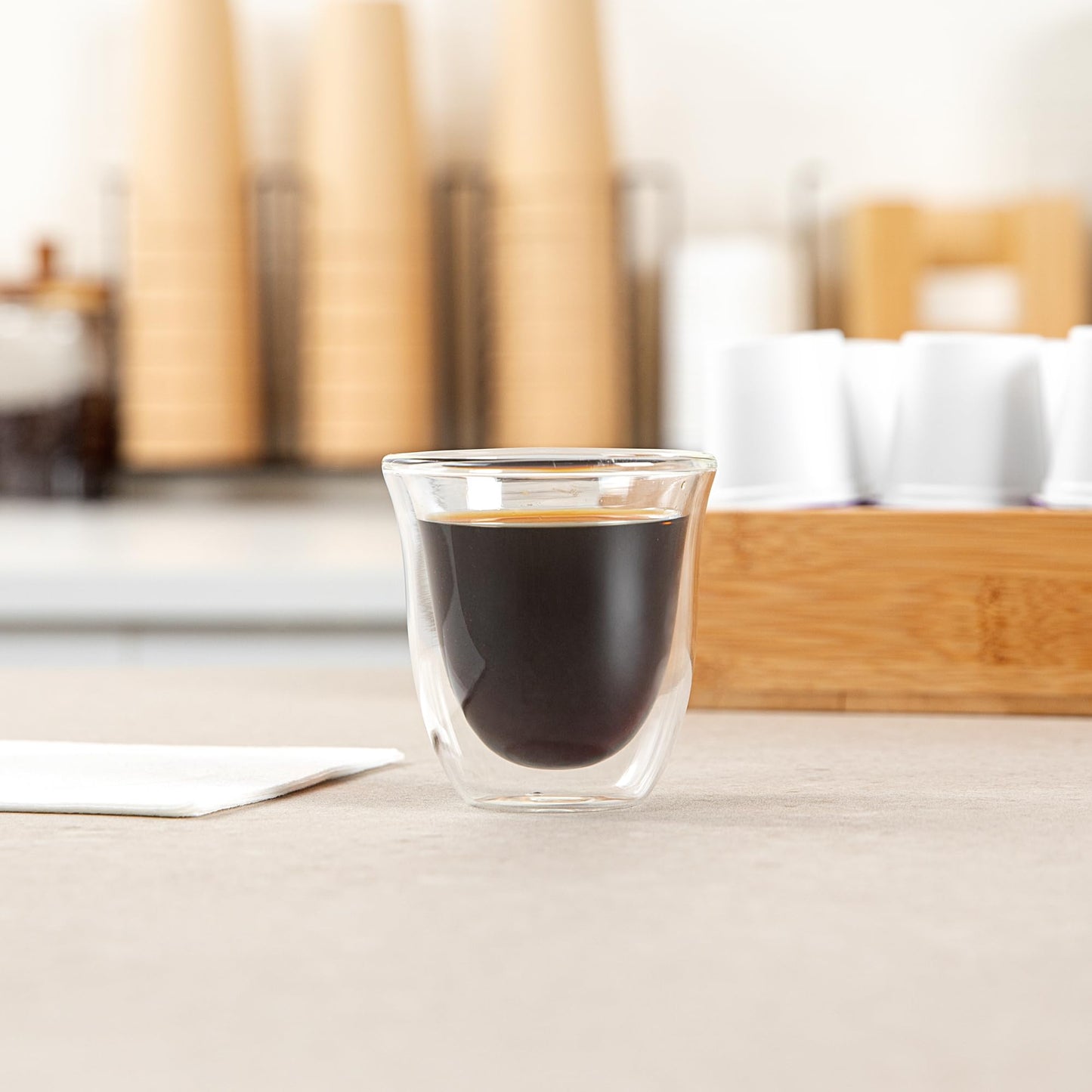 Restaurantware Coffee Cup 12 Pack of 2.72 oz Insulated Double-Wall Glass Borosilicate Coffee Cup Espresso Shot Dishwasher Safe For Hot Drinks