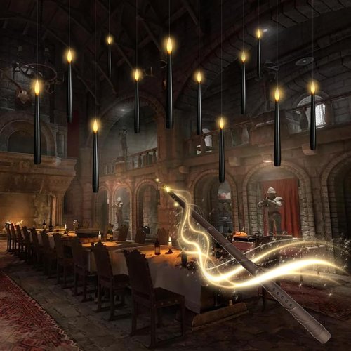 Kakoya Flameless Floating Candles - 12 Pcs LED Taper Candles with Remote for Halloween Decor | Black