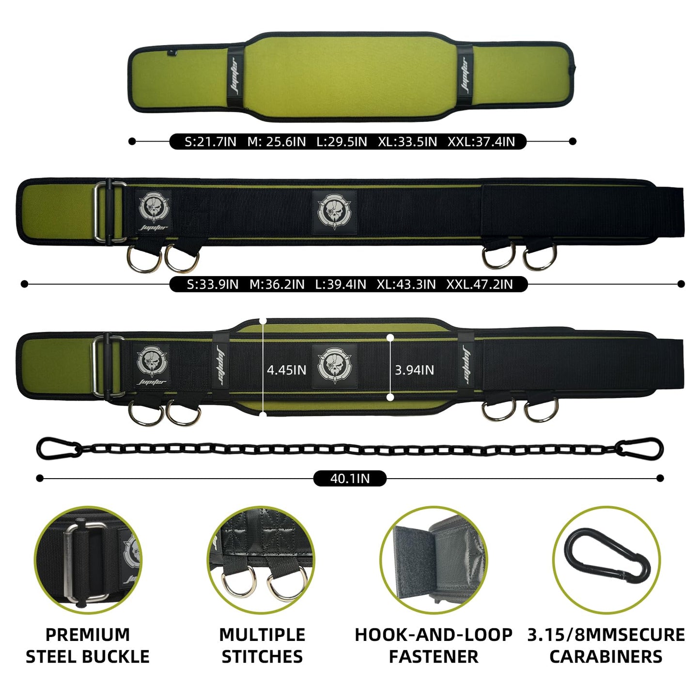 2-in-1 Weightlifting Belt & Dip Belt with Chain for Added Weight Training,Weightlifting, Squats, Deadlifts,Powerlifting for Men & Women(Large)