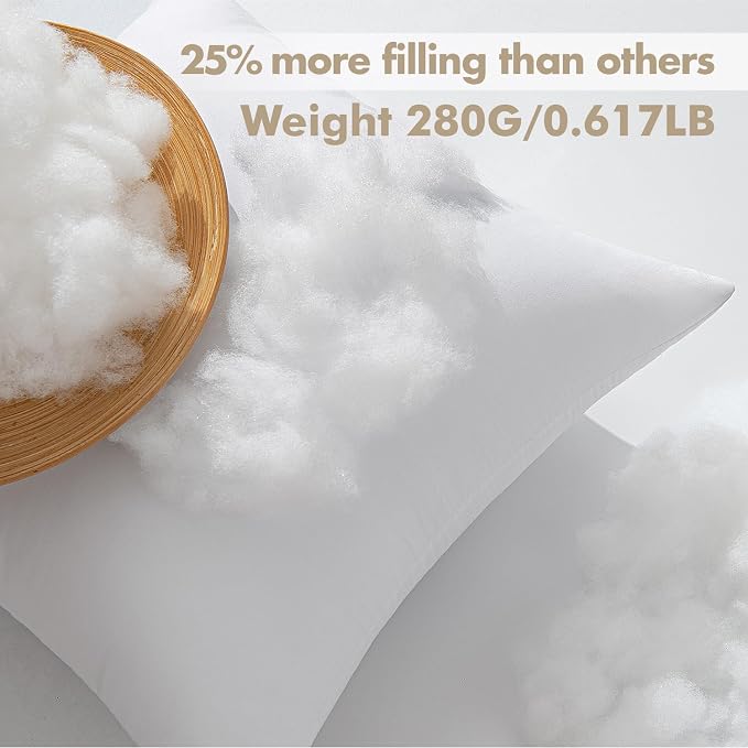 MIULEE Pillows Inserts, Pack of 4 14x14 Inch 100% Virgin Microfiber Filling Throw Pillows for Bed Couch Sofa
