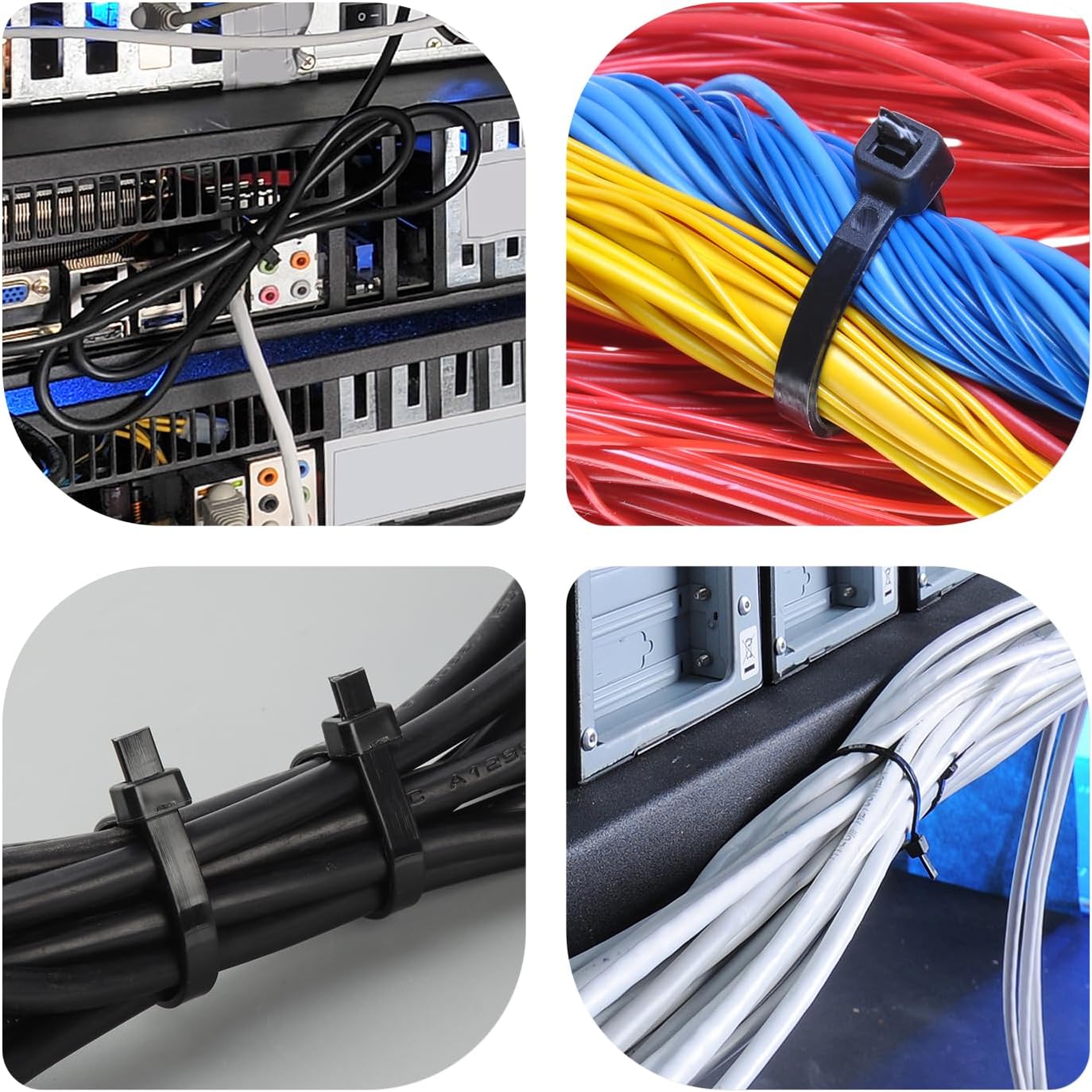 Eletoo 8 Inch (1200 Pack), 35 LBS PA66 Black Zip Ties Tensile Strength, Self-Locking Nylon UV Resistant Cable Ties