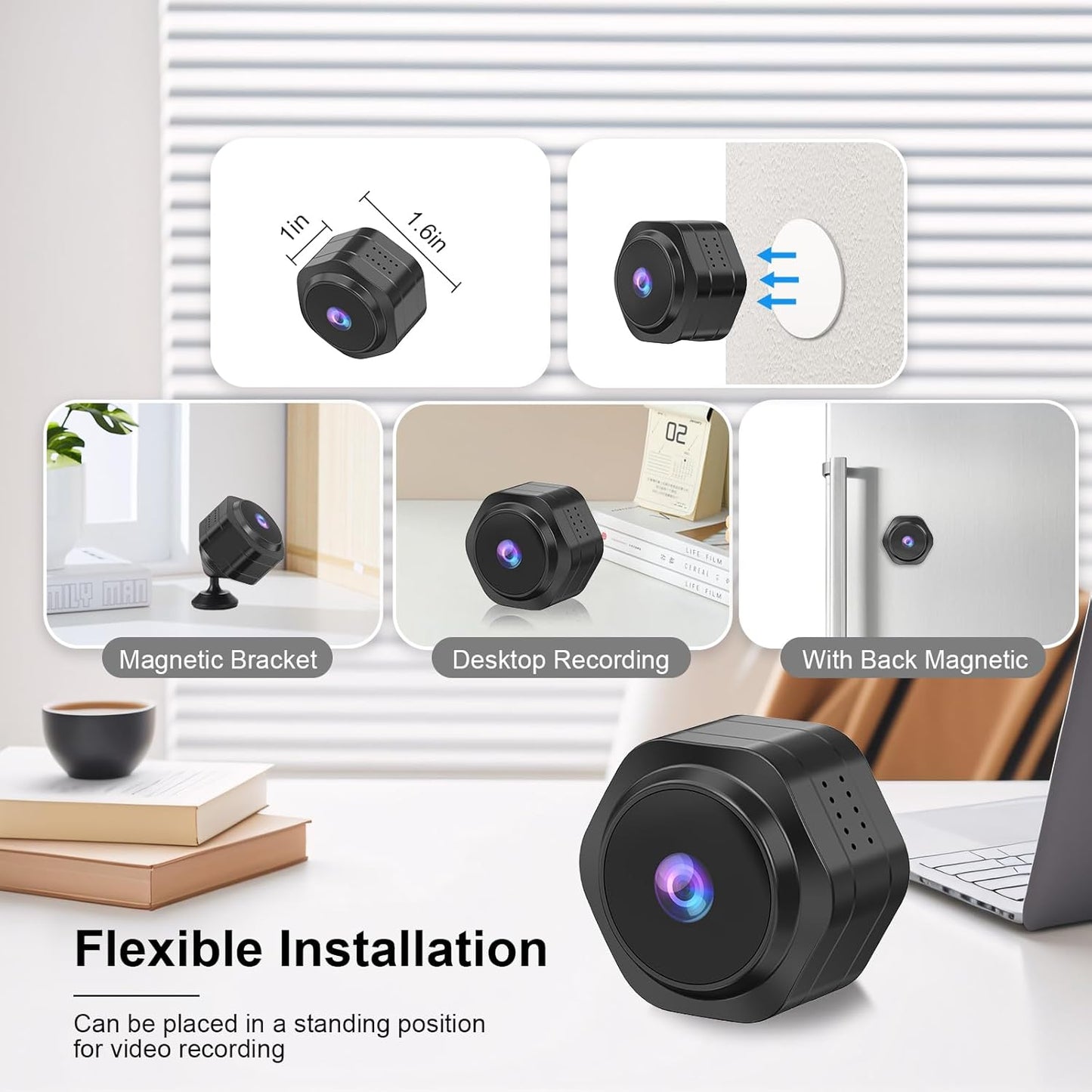 Splemin Cam,4K Mini WiFi Hidden Camera,Spy Camera,Small Portable Nanny HD Wireless Security Cameras with Motion