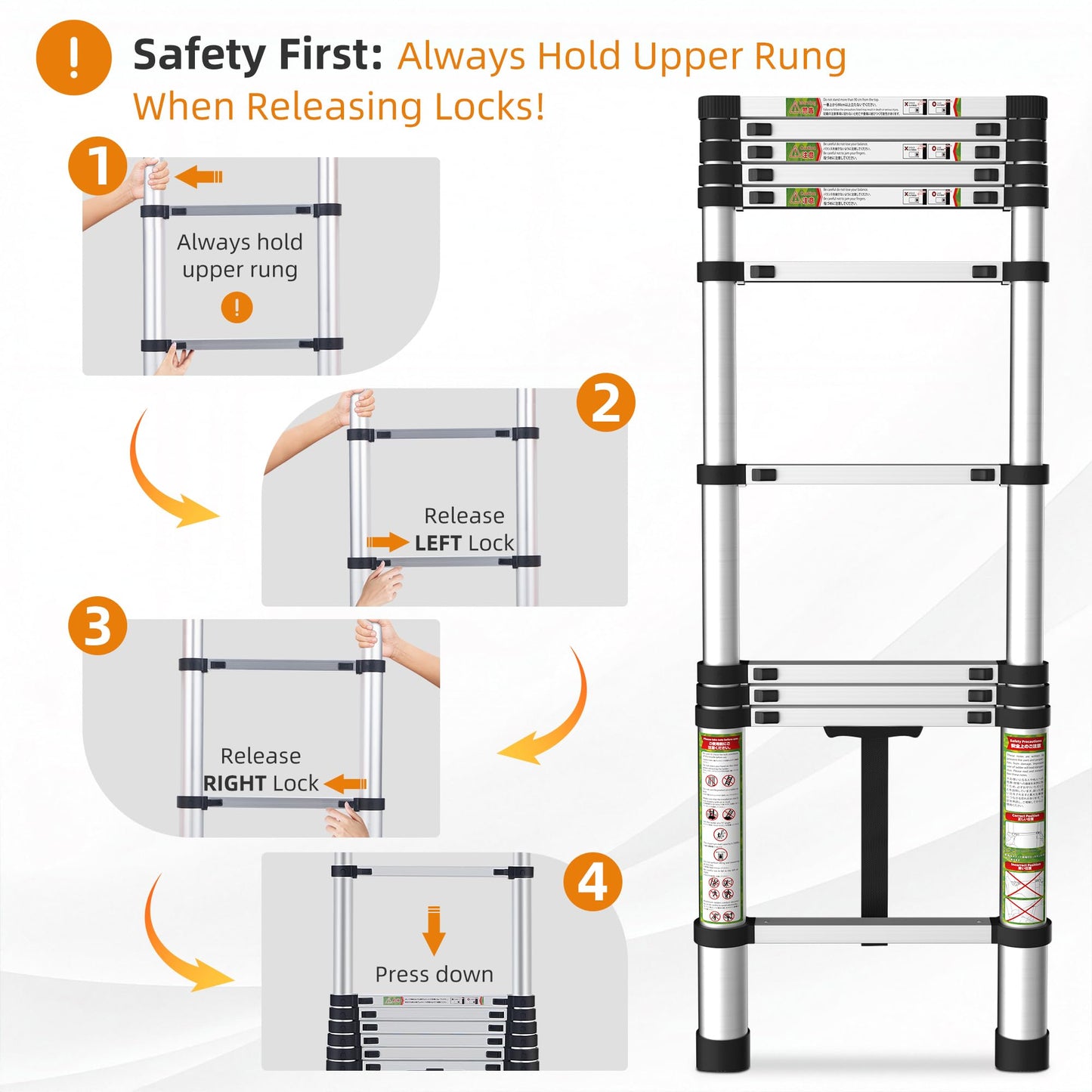 SPIEEK Telescoping Ladder for RV & Attic, 20.3FT Aluminum Extension Ladder with Dual Locking Mechanism, Max Load 330lbs, Compact Foldable Ladder for Roof, Home, Travel Trailer & Multi-Surface Use