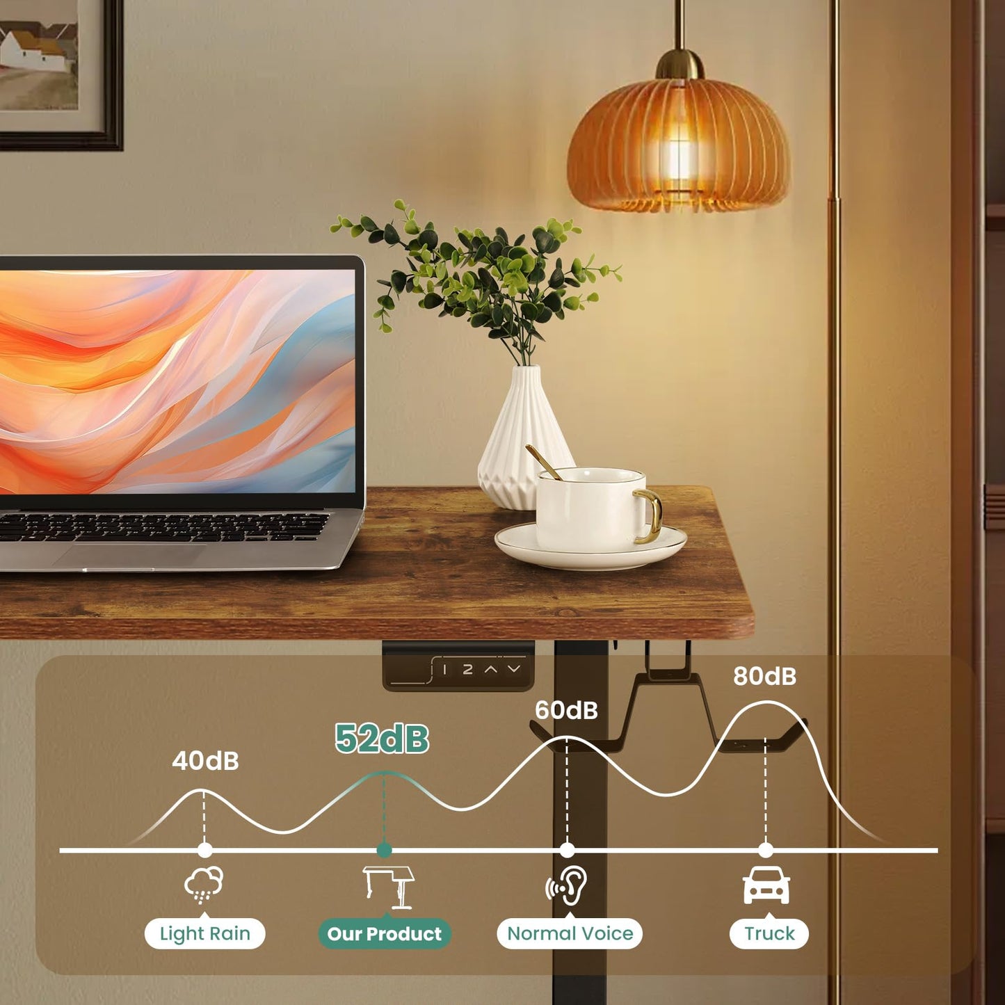Himimi 63"×55" L Shaped Standing Desk, Height Adjustable Corner Stand Up Desk with Mouse Pad, Sit Stand Corner Desk with Memory Controller for Home Office (Brown)