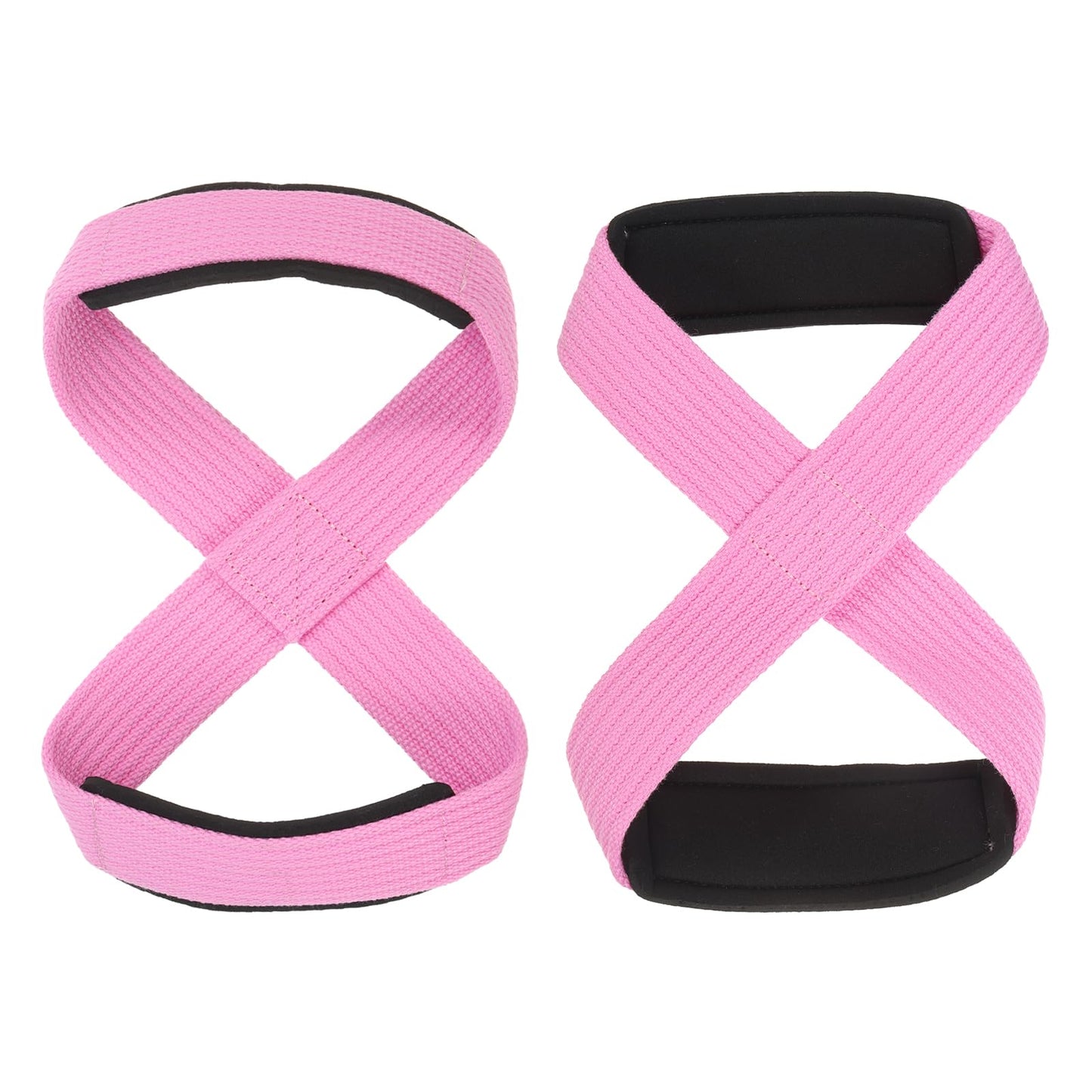 PATIKIL Figure 8 Lifting Strap, 2 Pack Weightlifting Wrist Wraps Dead Lift Padded Grips 8 Loop Weight Lifting Straps for Fitness Power Strength Training, Stripe Pink, S
