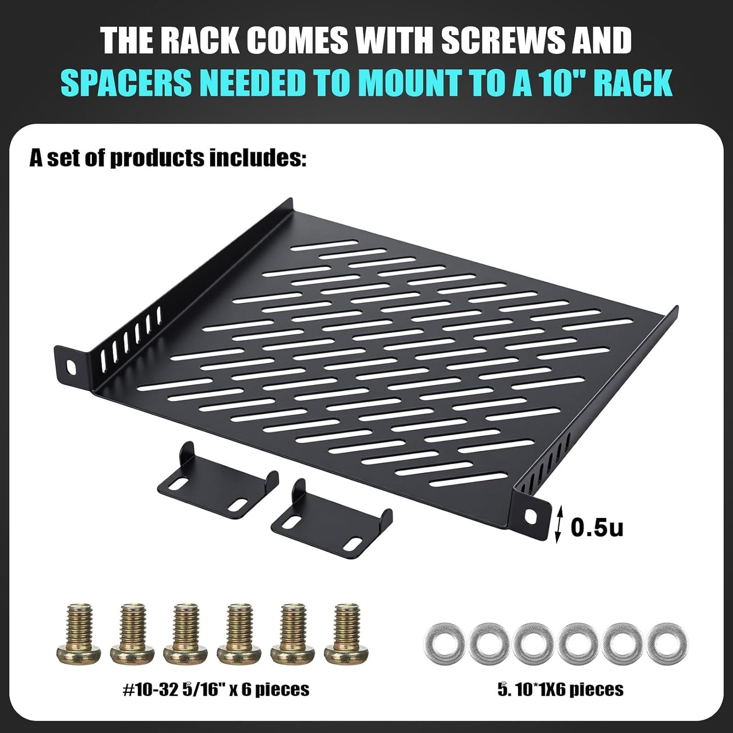 ElaraBerry 1 Pack 0.5u 7.87" 10" Server Rack Shelf Deep Ventilation Rackmount Cantilever Tray Bracket for Network
