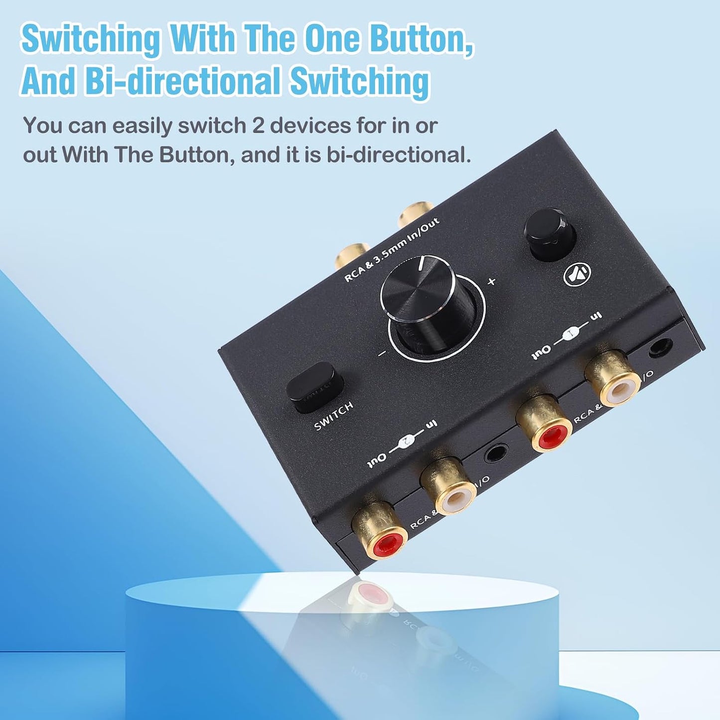 ATNEDCVH 3.5mm 1 2 2 1 2-Way RCA Port in Out / in Out Bi-Directional Audio Switcher, Stereo L/R Sound Channel Speaker
