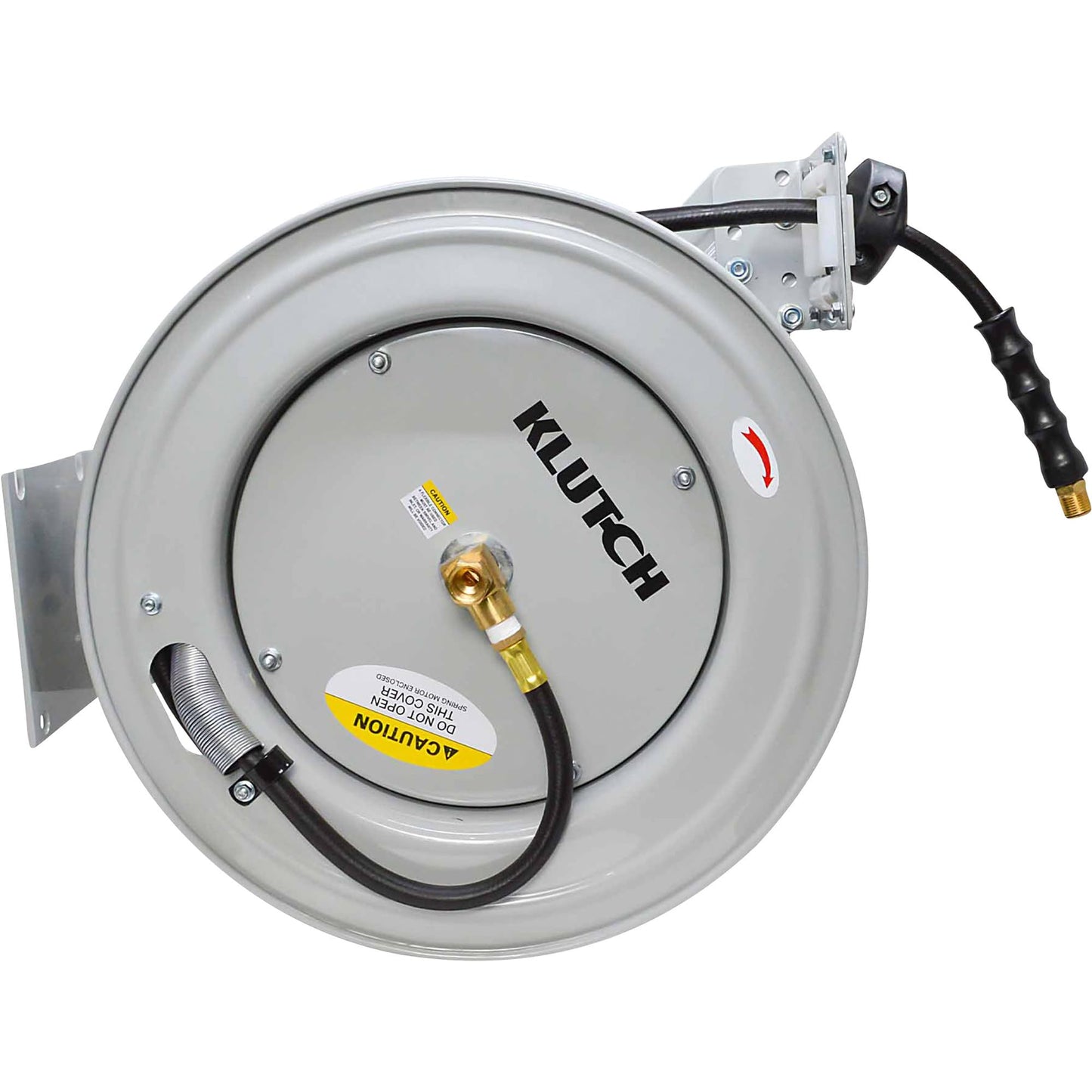 Klutch Auto Rewind Air Hose Reel - with 3/8in. x 50ft. Rubber Hose, 300 PSI