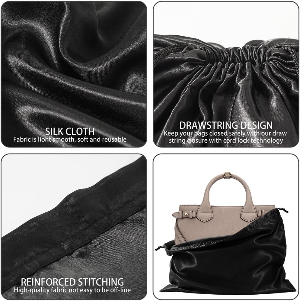 Skiennix Dust Bags for Handbags - Dustproof Silk Cover with Drawstring | 2 Pack Travel Storage Pouch