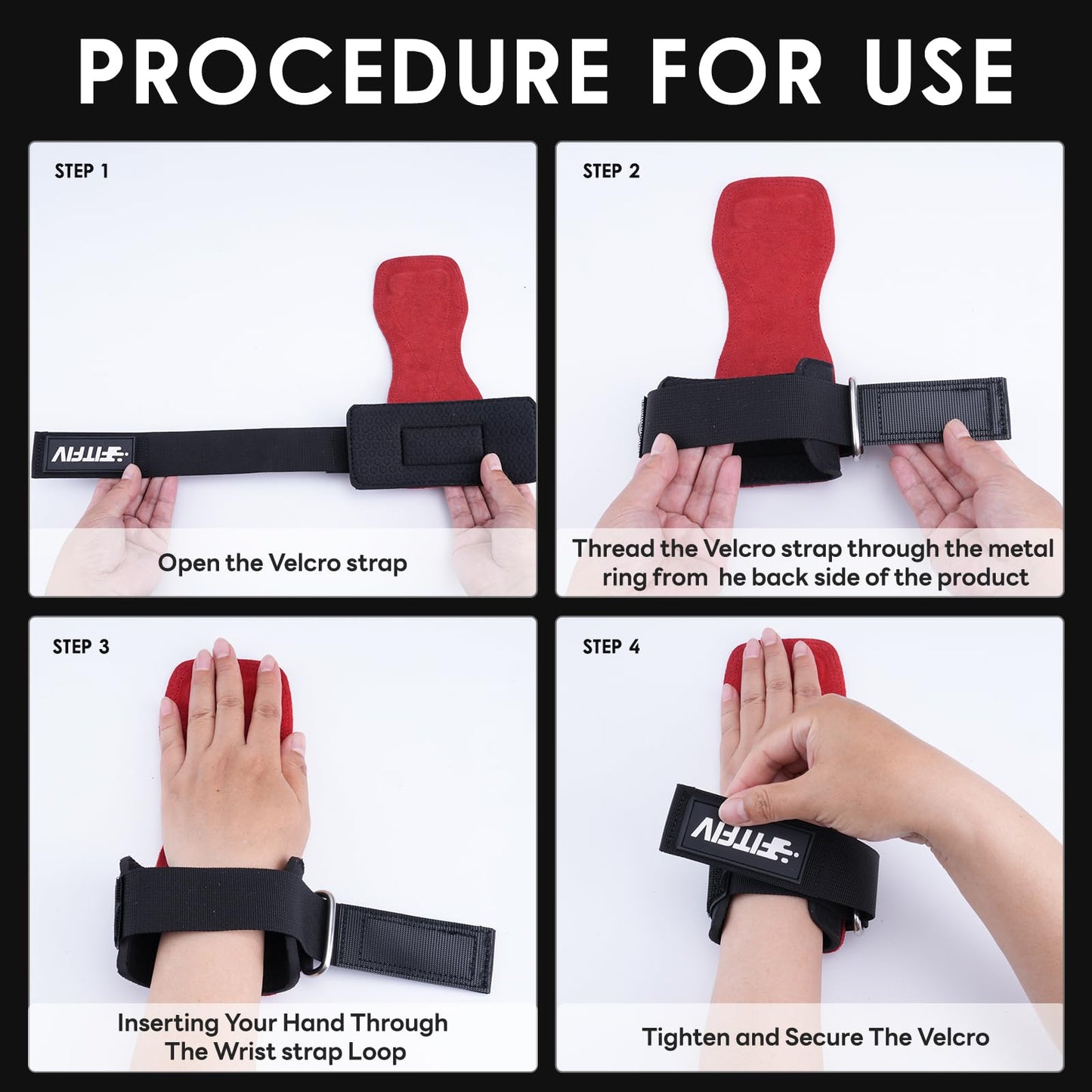 FITFIV Weight Lifting Wrist Strap, Double Leather Weightlifting Wrist Straps for Gym Strength Training, Neoprene Padded Wrist Wraps - for Men & Women (Pair)