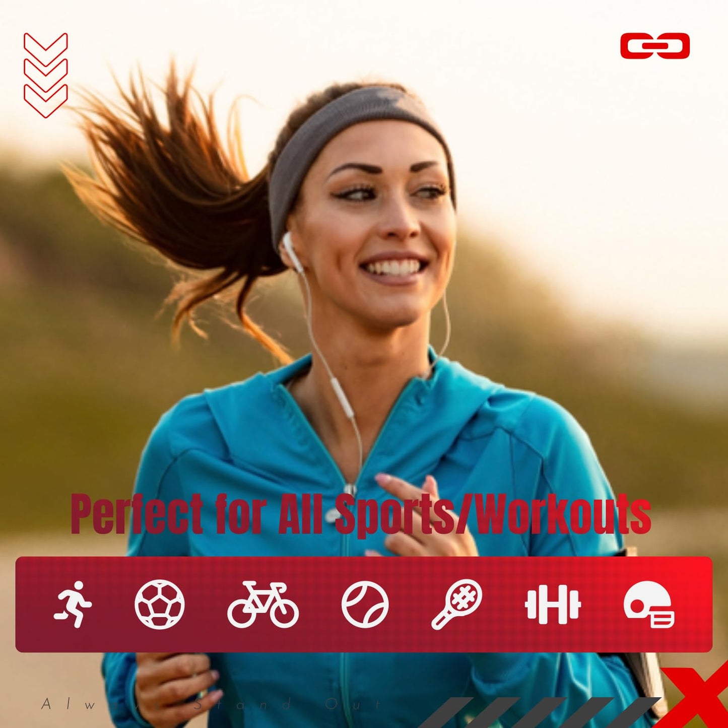 Relix Sports Headband for Men (5 Pack) Moisture Absorbing Workout Headband, Sweatband Headbands for Running, Cycling, Football, Yoga, Unisex Hairband