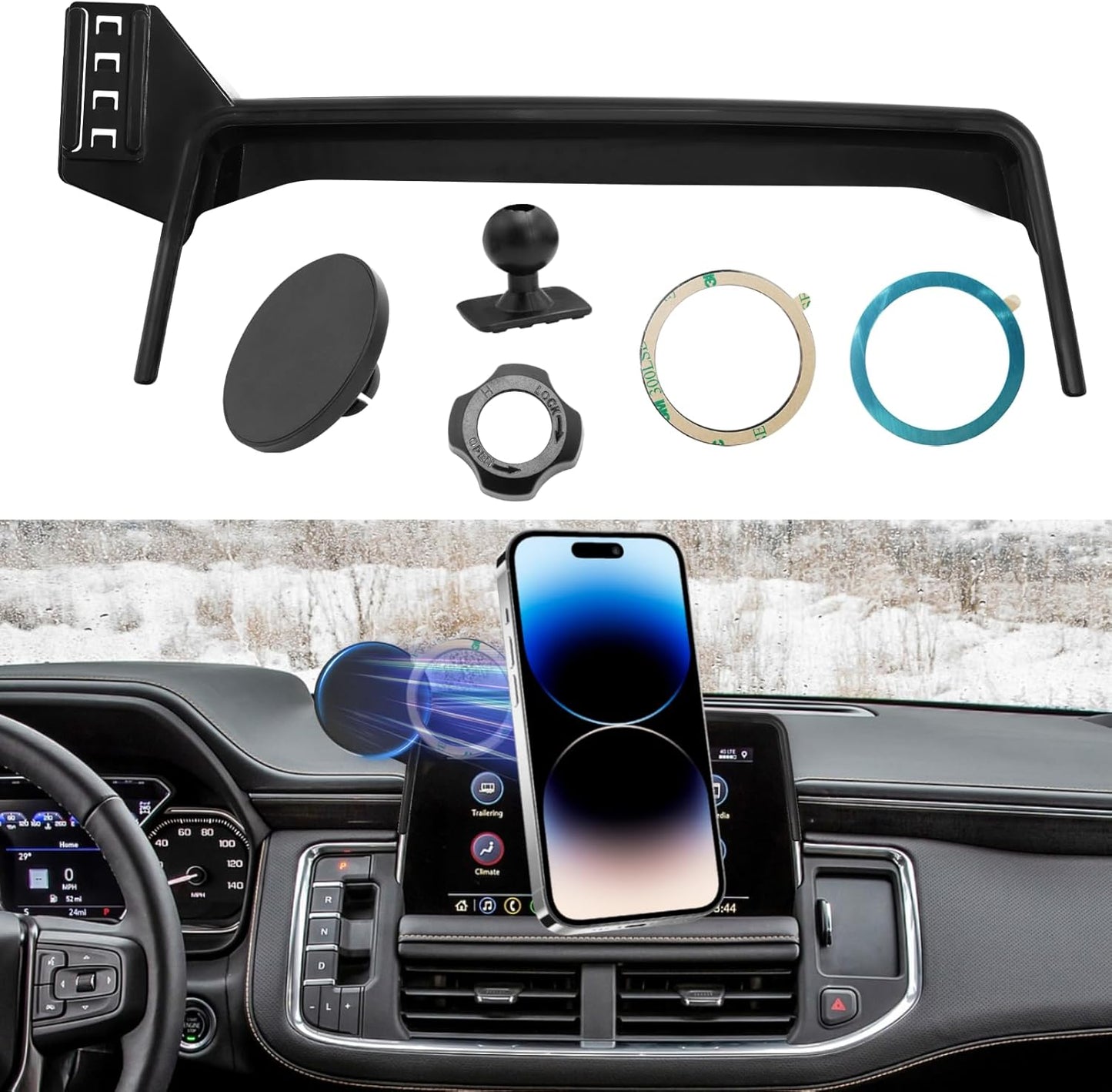 APESER 2021-2024,Cell 10.2 inch Screen,360 Magnetic Phone Holder Mount Compatible with Chevy Suburban Tahoe/GMC Yukon