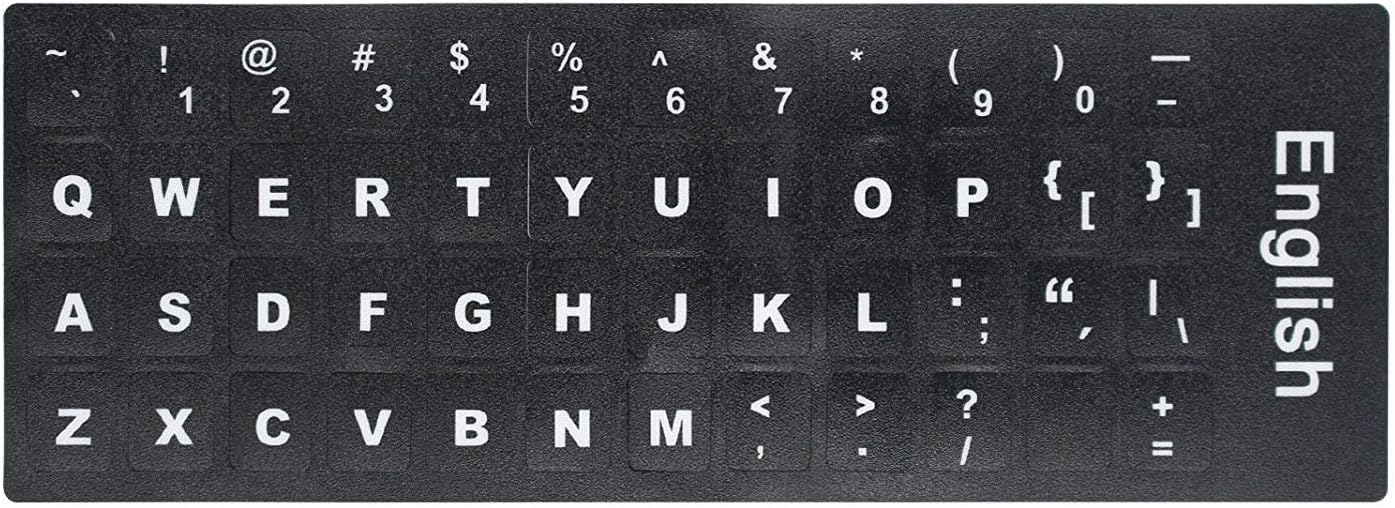 YYubao 2 0.43" 0.51"] PCS English Keyboard Stickers with Non-Transparent Black Background & White Letters