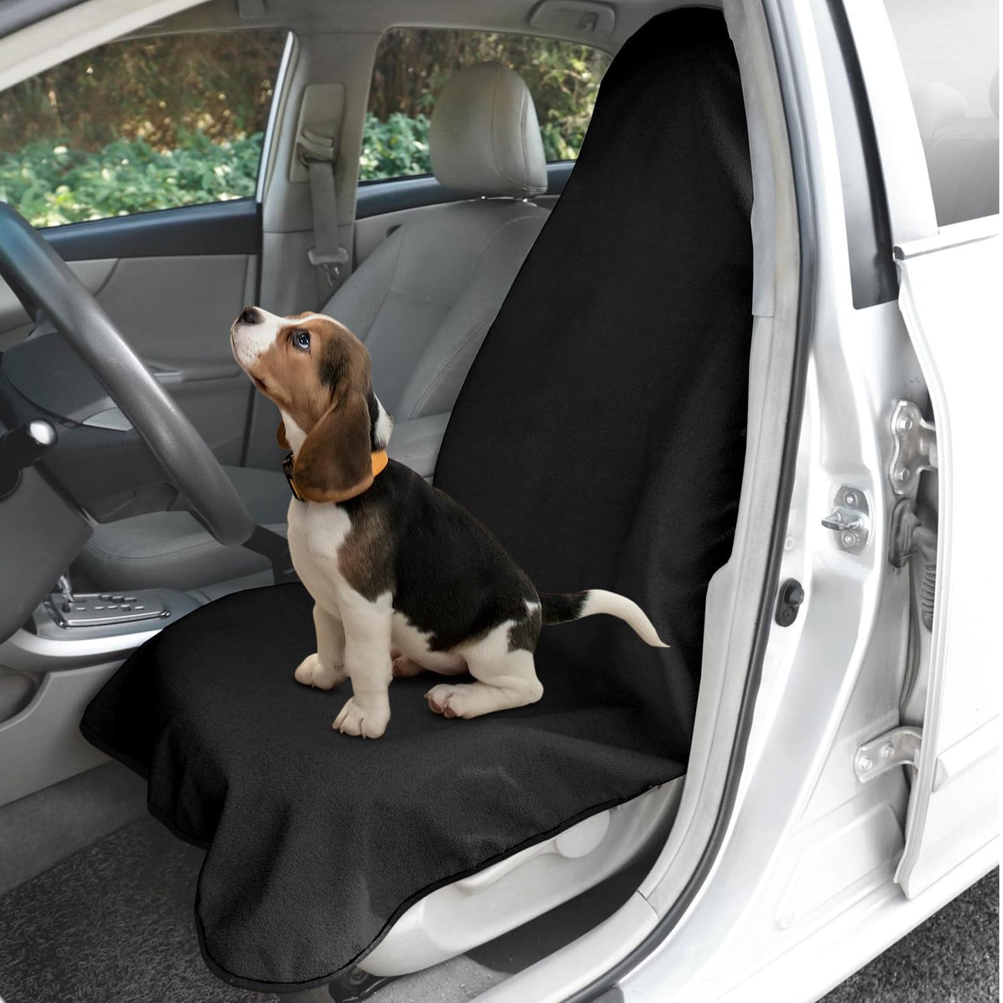 wuyaoyao Car Towel Seat Cover, Waterproof Terry Cloth Sweat Towel Seat Cover for Gym, Running, Swimming, Beach and Hiking, Washable & Non-Slip Seat Towel Protector for Car Truck Van SUV (Black)