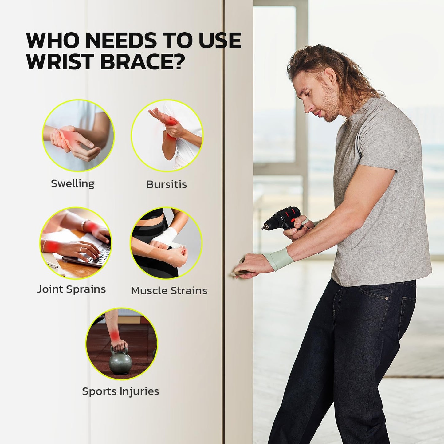Adjustable Wrist Brace for Pain Relief, Carpal Tunnel & Tendonitis Support – Ergonomic Compression, Breathable & Anti-Slip Design, Fits Left & Right Hand, Ideal for Sports, Gaming & Office Use Green