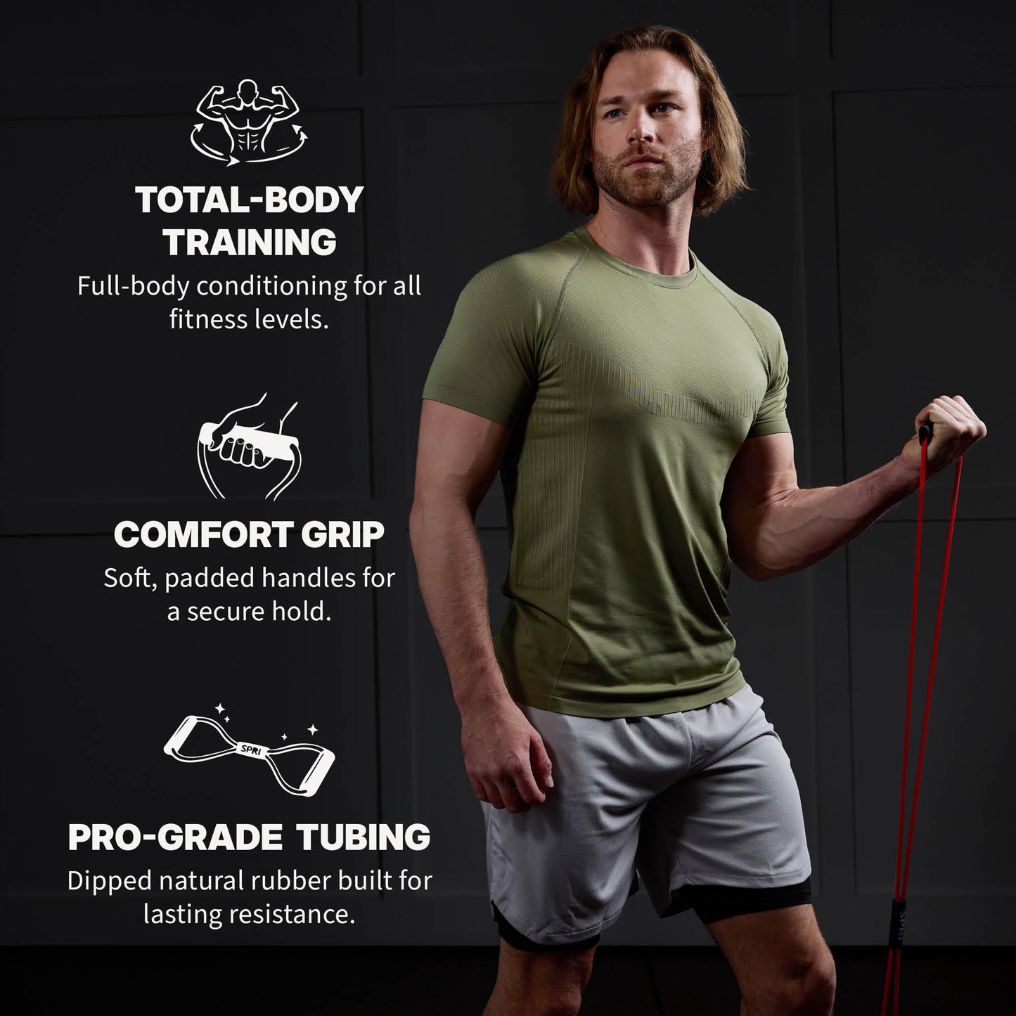 SPRI Ultra Toner Resistance Band Figure 8 Exercise Cord, Red, Medium