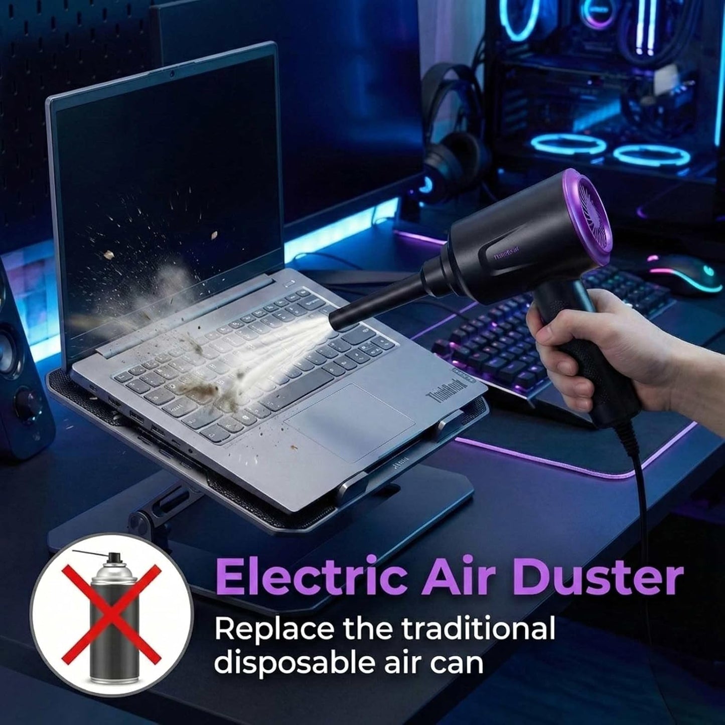 5.74 oz Electric Air Duster - Air Blower - Multi-Use Compressed Air Duster for Keyboard- Computer and PC - Powerful