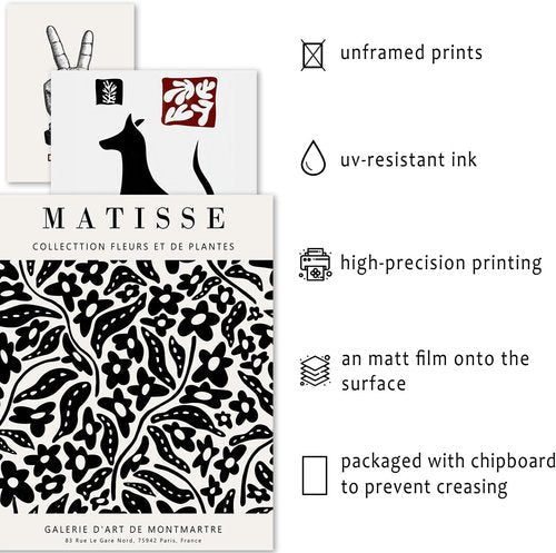 Anerza 16 PCS Black and White Wall Art Decor - Matisse Abstract Gallery Prints for Bedroom & Living Room Aesthetic