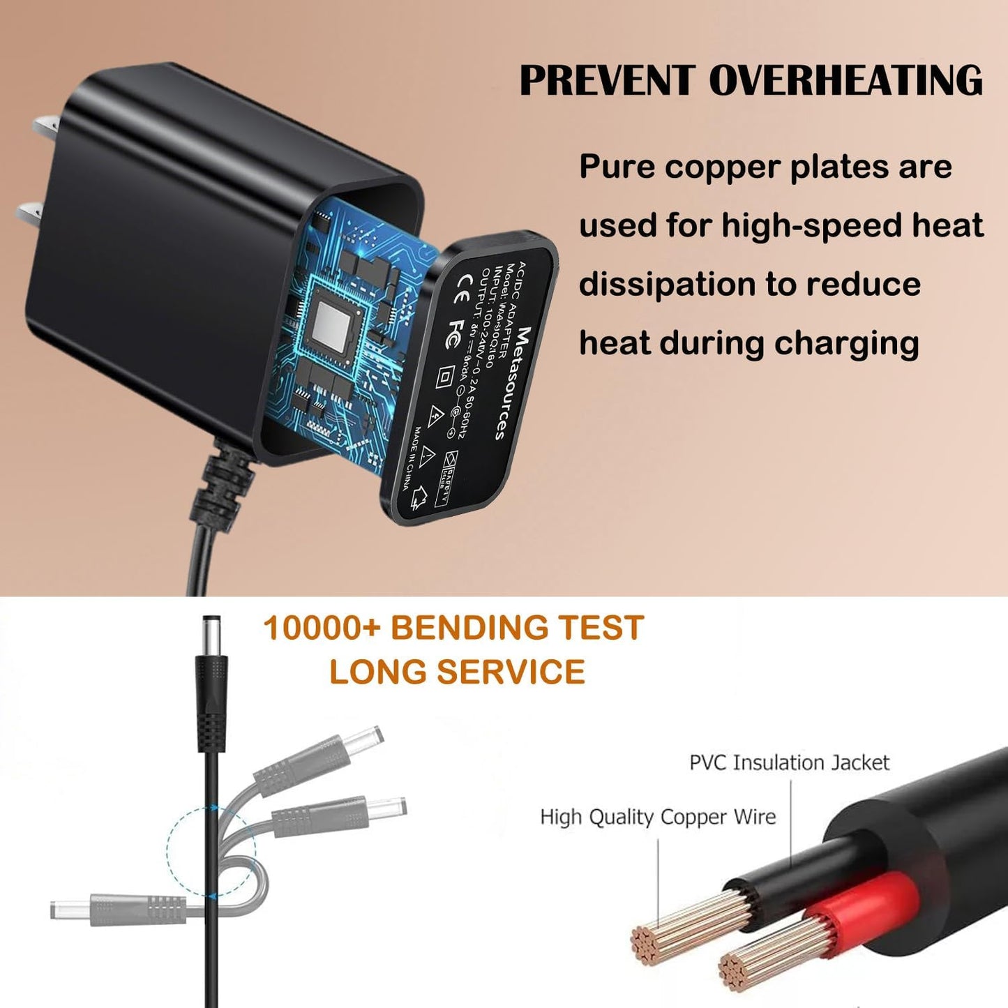 Metasources 5V E36 MB08 MP3 Micro USB AC/DC Adapter Compatible with Aiworth Portable Digital Lossless Music Player