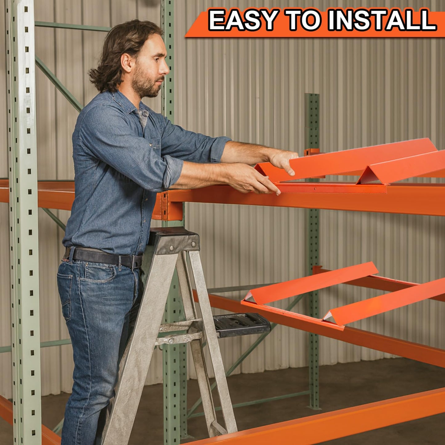 Zonon Pallet Rack Drum Cradle, 43 x 20-3/4 Inch Steel Cradle for 30 and 55 Gallon Drums, Fits 42 Inch Standard Pallet Industrial Storage Racks, Orange