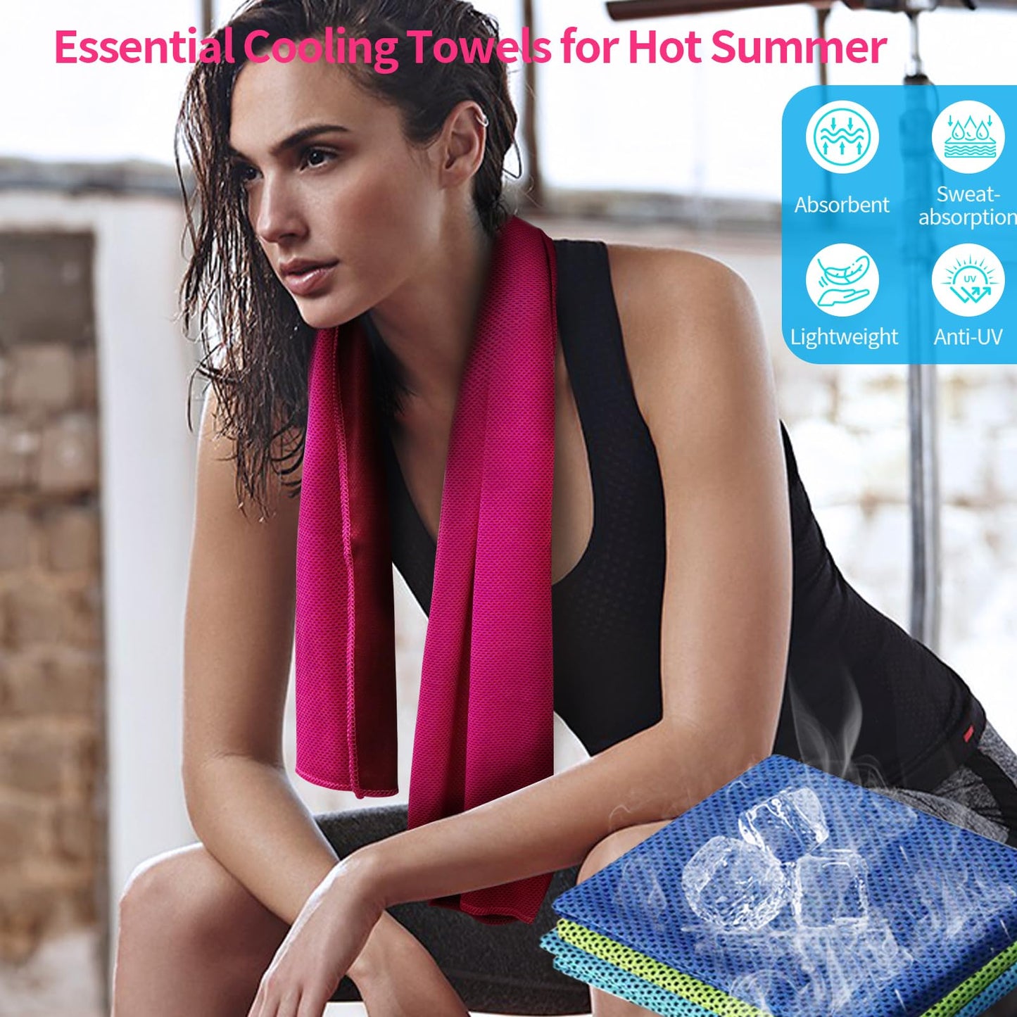 AZOI Cooling Towel (40"x12") - for Neck/Face, Ice Towel,Chilly Towel, Cooling Neck Wraps for Hot Weather Instant Chill, Soft Microfiber for Yoga, Gym, Golf, Running,Workout, Outdoor Sports, Hiking