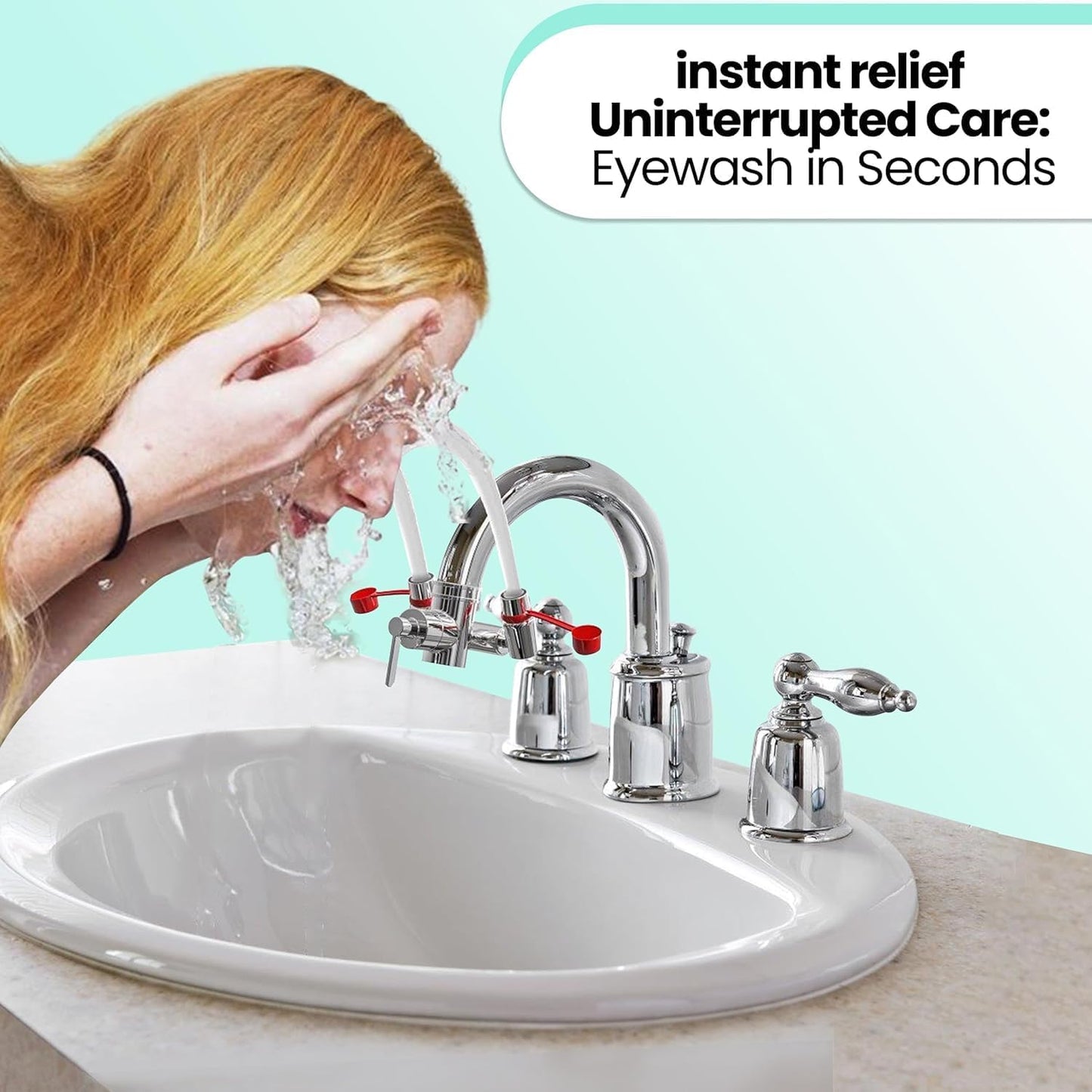 TidyFriend 4 Pack Eye Wash Kit - Faucet Mounted Emergency Eye Wash Station Sink Attachment-1 Eyewash Station, 3 Common Sink Adapter, 2 Inspection Tag, 1 Emergency Eye Wash Station Sign