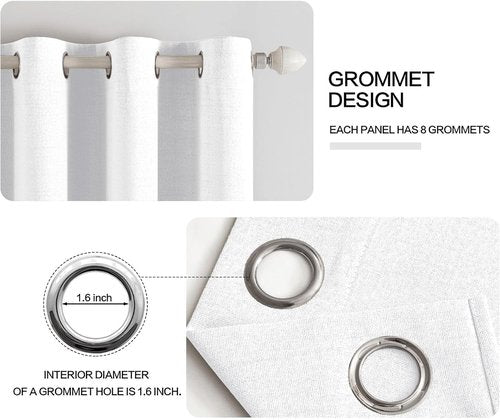 MIULEE Blackout Curtains - 100% Thermal Insulated Linen Textured Drapes | Bright White, 52 x 45 Inch (2 Panels)