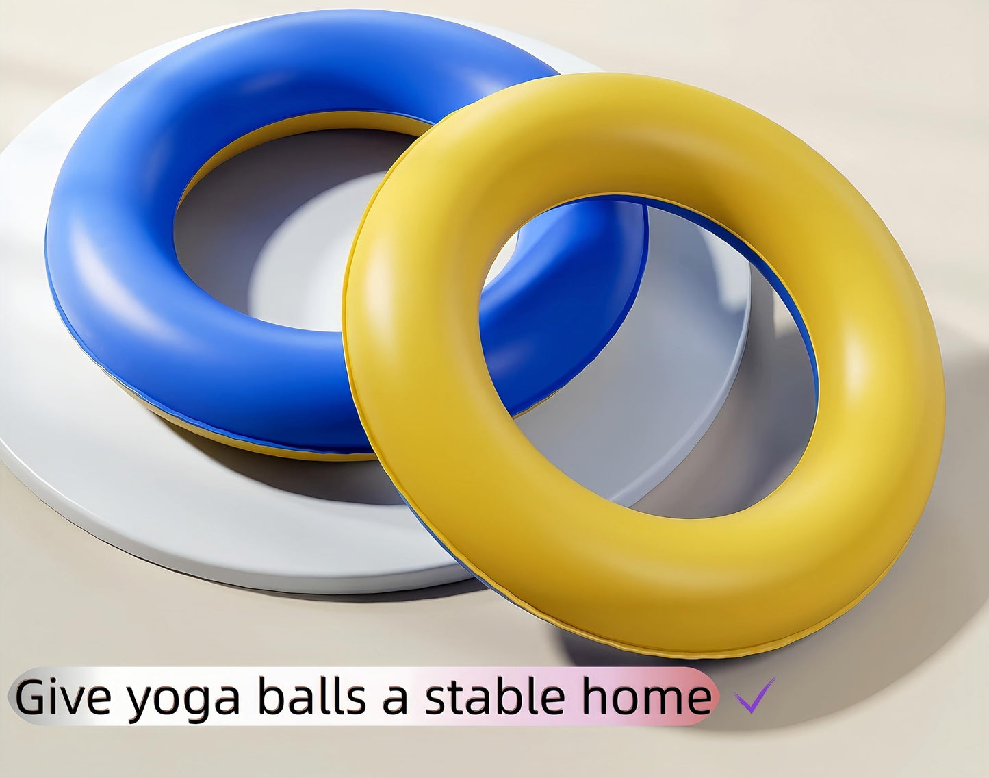DJDXIZJEK Yoga Ball stabilizer Base - Anti Slip stabilizing Ring, Anti roll Bracket, Suitable for Homes, Offices, and Gyms. Helps with the Storage and Organization of Yoga Balls (Yellow Blue)