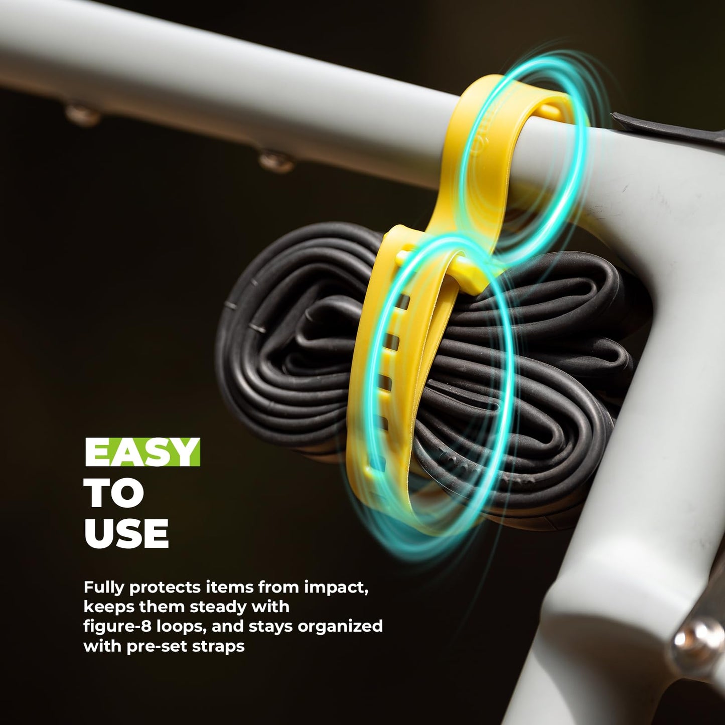 QUNATURE 2-Pack TPU 18" Tie-Down Utility Straps with 8-Figure Design Heavy-Duty 220 lb Load, Adjustable for Bike, Moto, Skis & Outdoor Gear No Scratch, Temperature Resistant, Rock ash