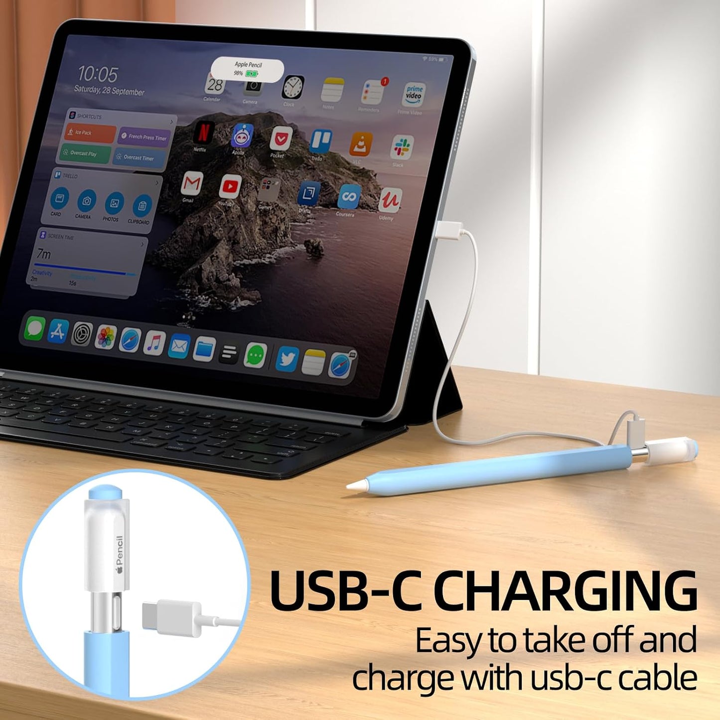 AZF Compatible with Apple Pencil USB C case, Non-Slip Silicone Sleeve Protective Cover for Apple Pencil (USB-C)