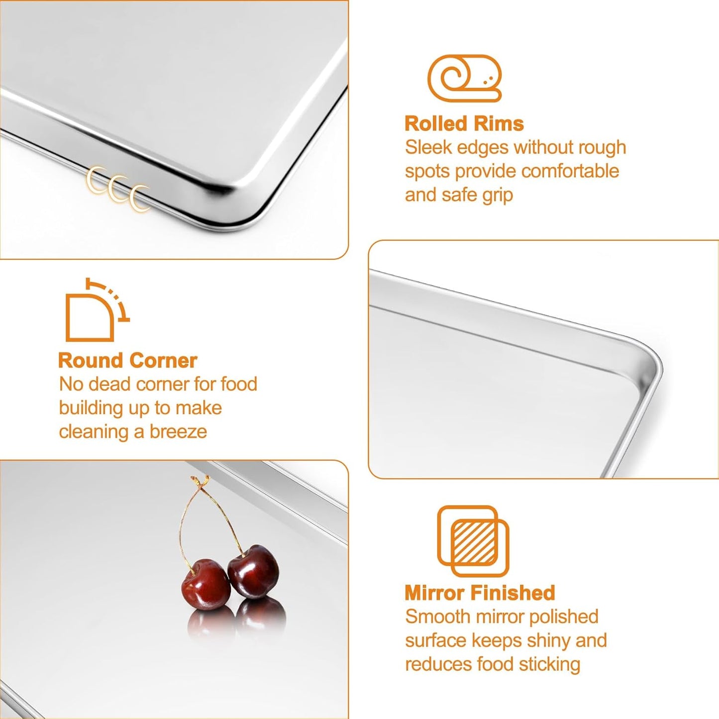 TeamFar Stainless Steel Baking Sheet Set - Heavy Duty Non-Toxic Cookie Sheets & Cooling Racks | 6 PCS (3 Pans + 3 Racks)