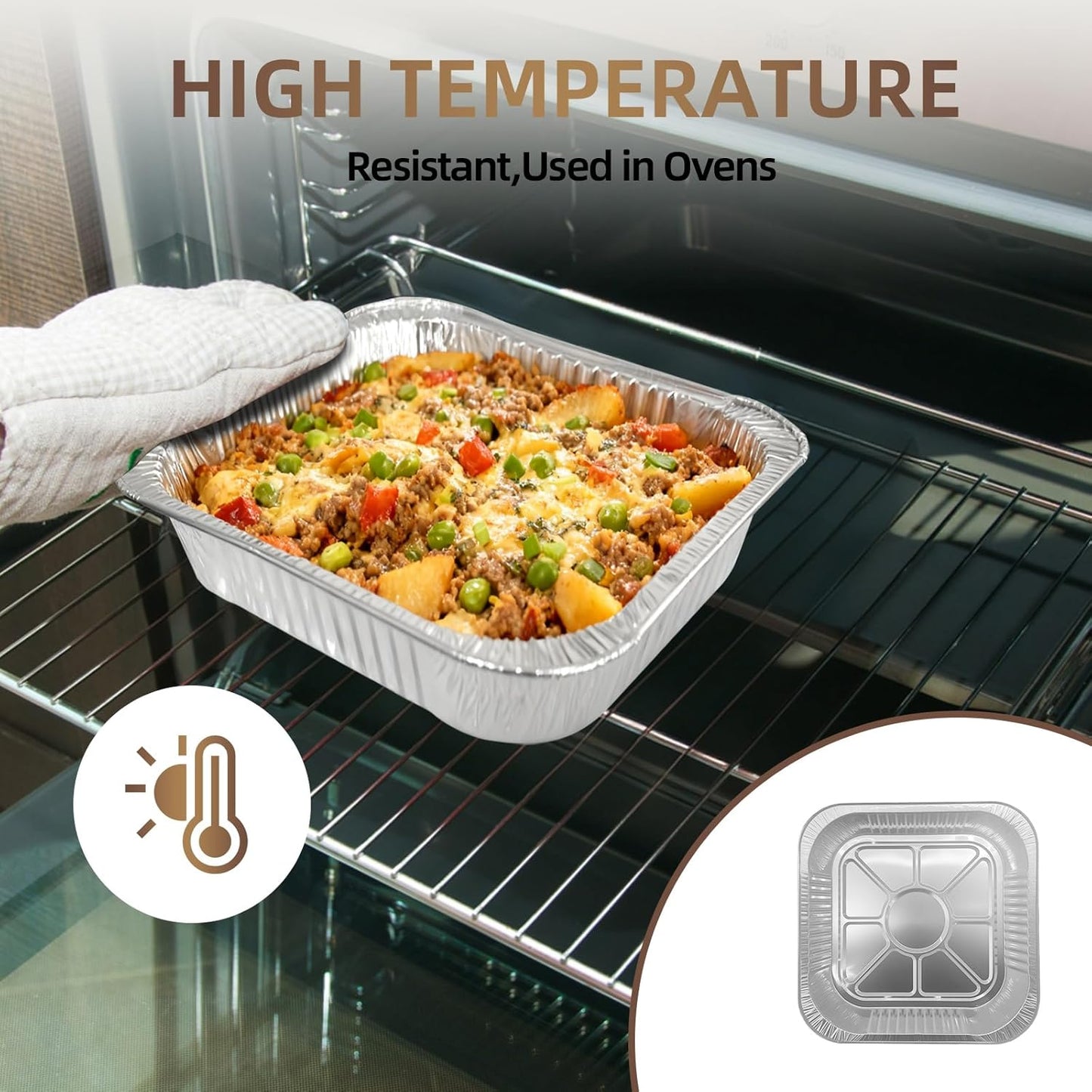 Regine Switzerland 8x8 Square Aluminum Baking Cake Pans - 20 Pack Disposable Foil Pans for Cooking & Storing | 6.5x6.5" Bottom