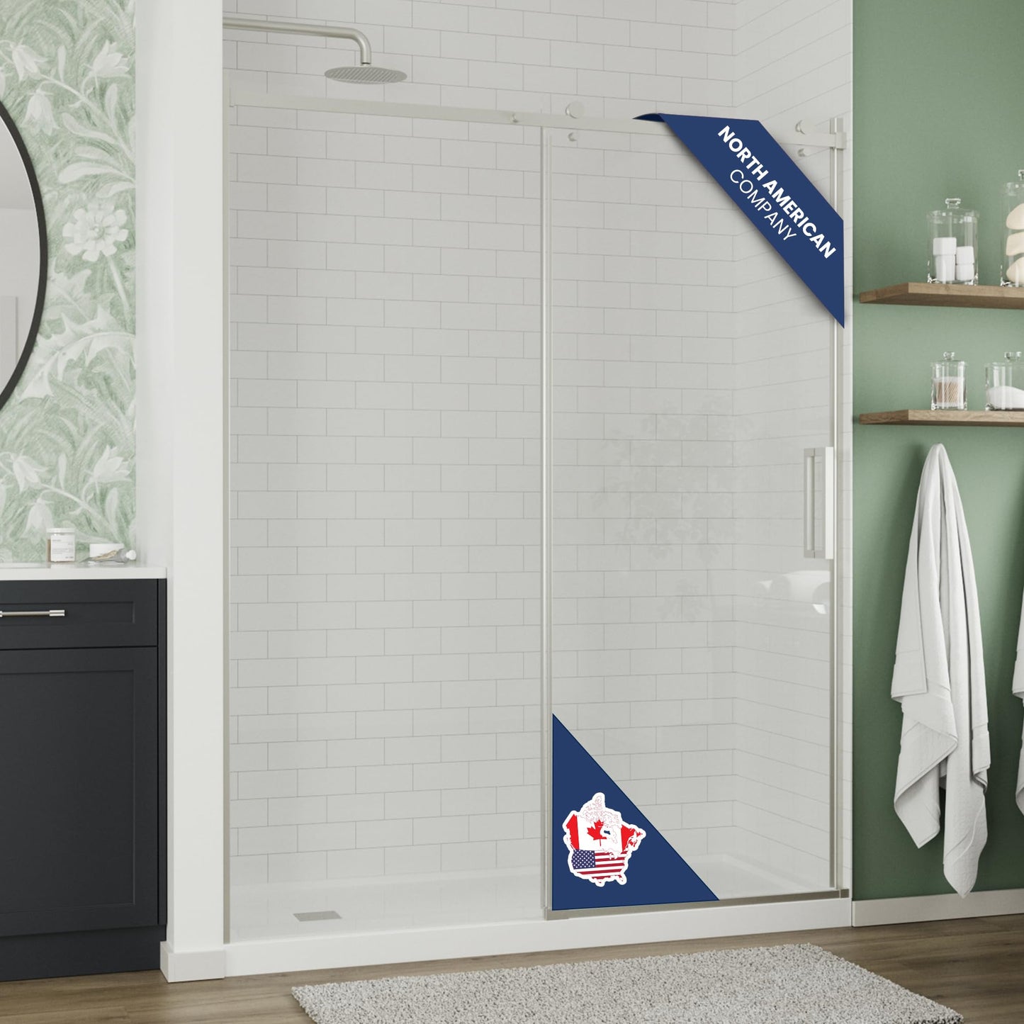 Semi-Frameless Sliding Shower Door – 56-60” x 75”, Tempered Glass Shower Door, Corrosion Resistant Hardware, Smooth Glide Rollers, Reversible Installation, Leak-Proof Magnetic Lock (Chrome Finish)