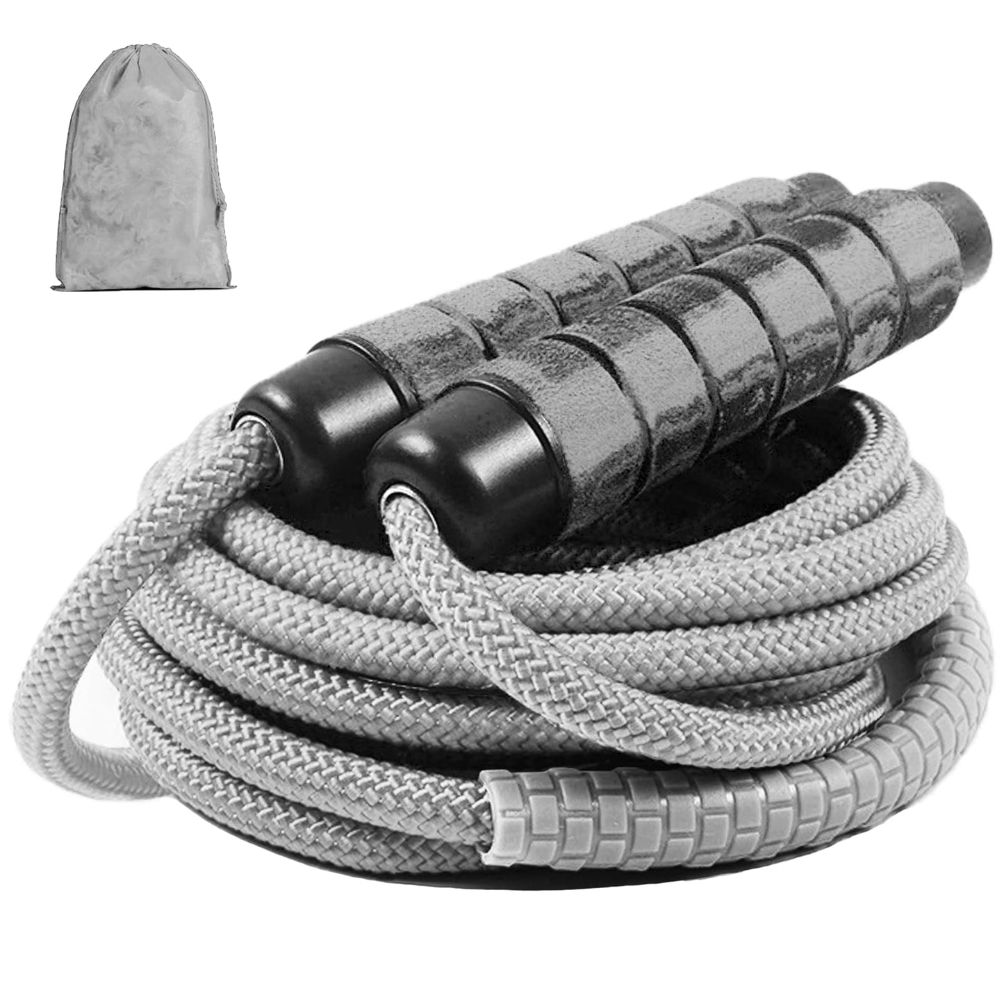 TIMEASY Weighted Jump Rope Nylon Adjustable - Tangle-Free Jump Rope for Women, Men, Kids, and Adults with Foam Handle, Rapid Speed with Ball Bearings, 360° Rotation Jumprope for Exercise, Fitness and Training (Gray, 10 ft)