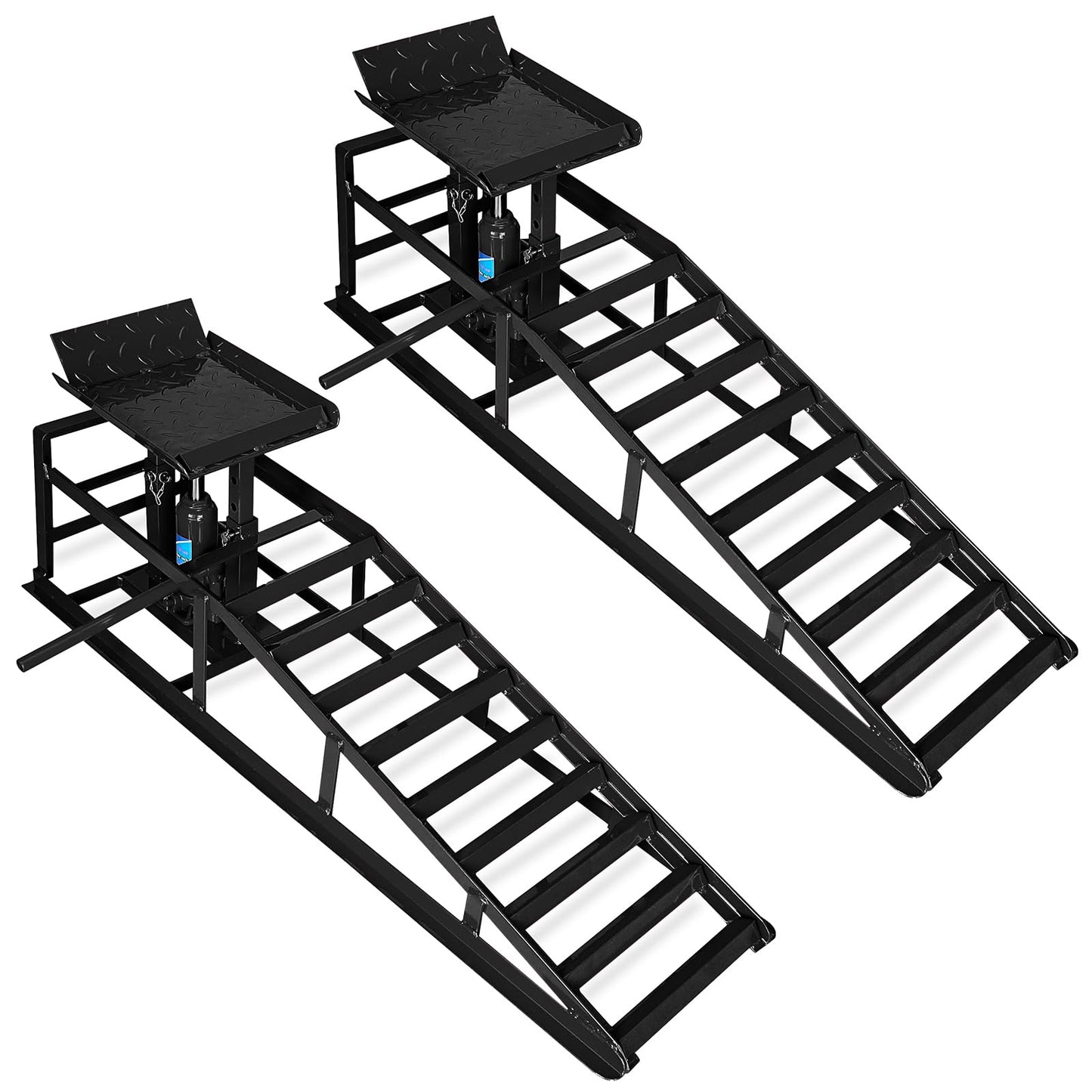 Skepphlay 2 Pack Hydraulic Car Ramps 5t, Car Ramps High Lift 11000lbs, Cars Lift Service Ramp Height 9"-14.2", Heavy Duty Steel Auto Ramp for Changing Oil for Maintenance, Black