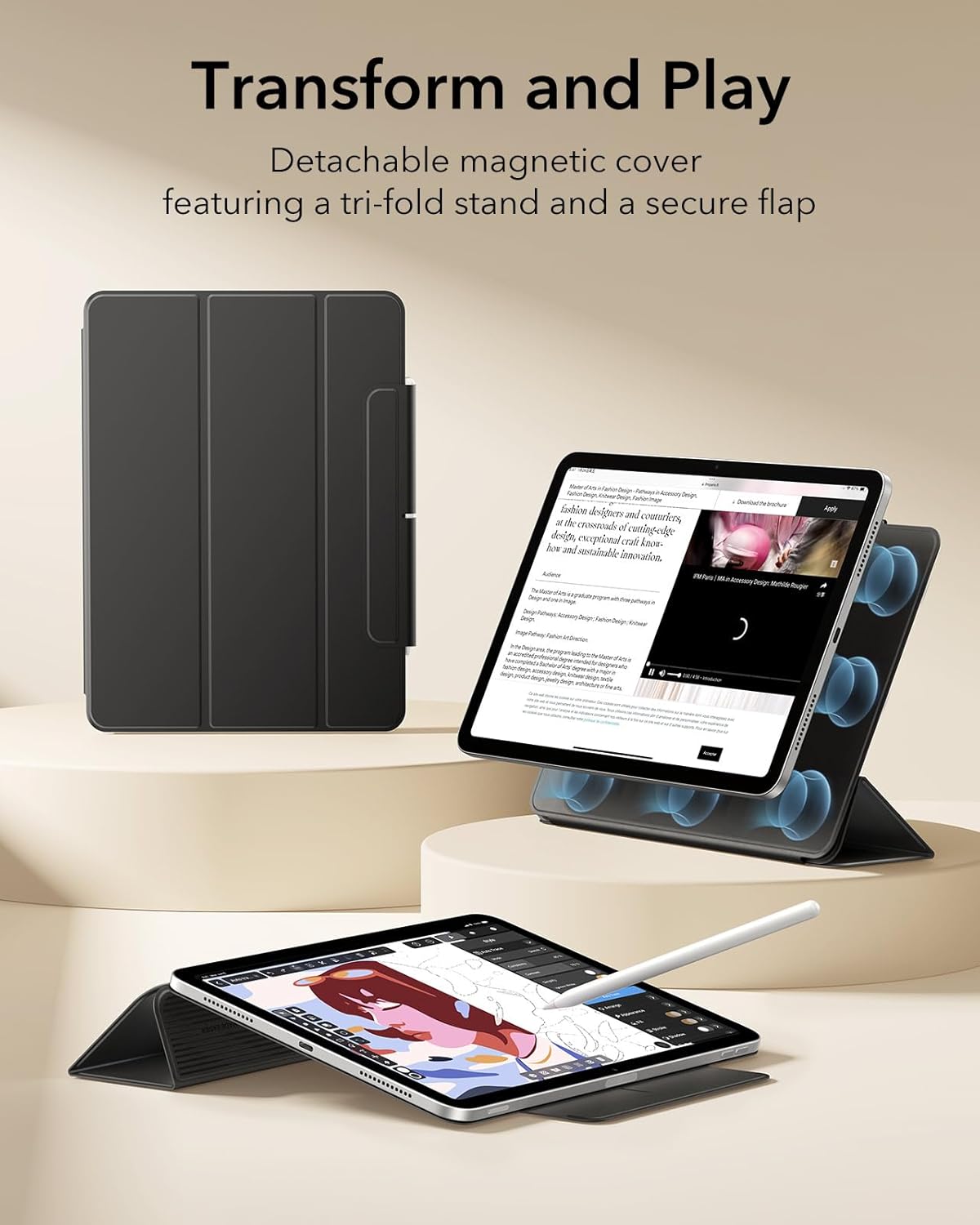 ESR 11 Inch M4/M3/M2 (2026/2025/2024), 5th/4th (2022/2020), for iPad Air Case iPad Air Gen Powerful Magnetic