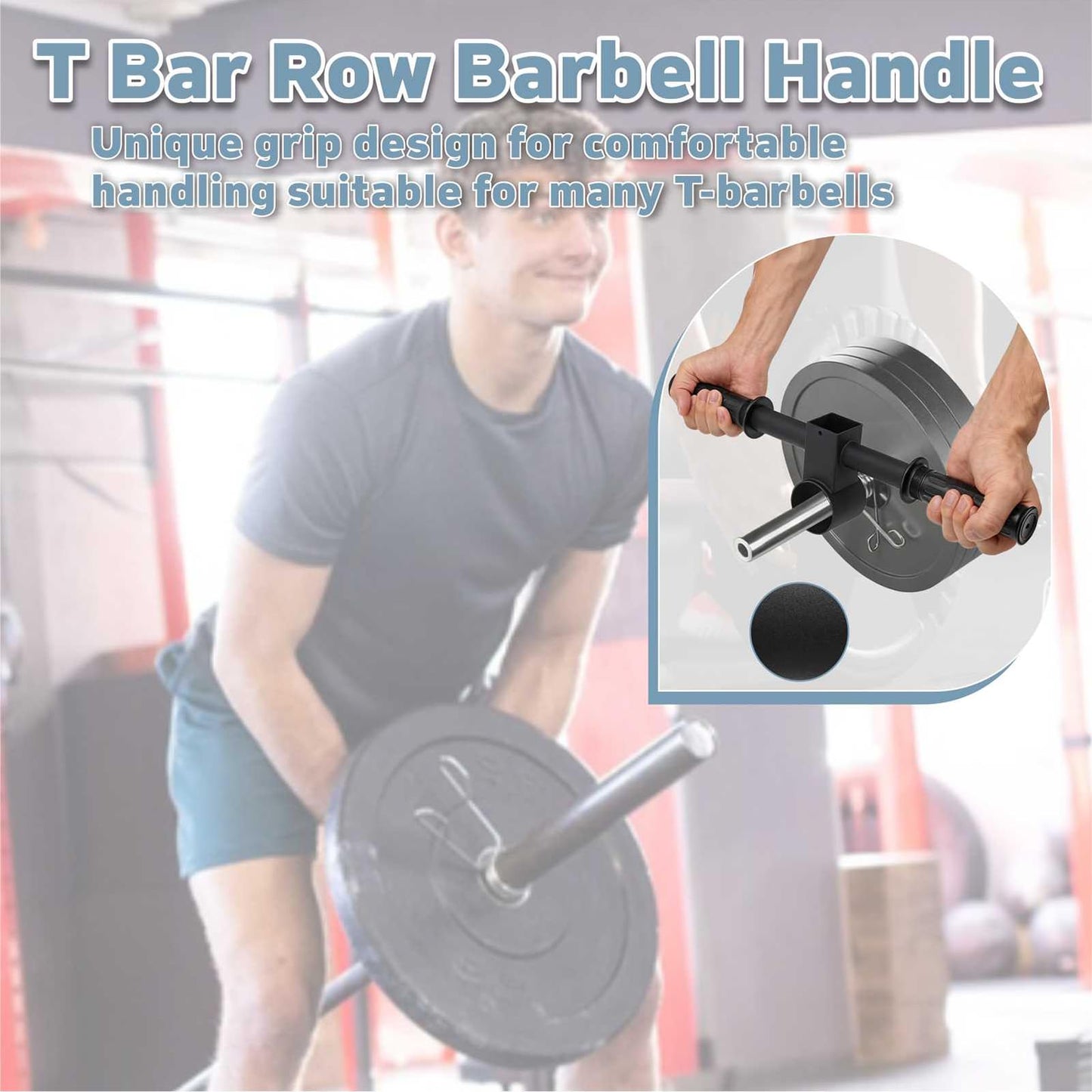 YZZHAJ T Bar Row Barbell Handle, T Bar Landmine Handle Attachment for Olympic Barbell Bar, Landmine Handle T Row Attachment with Rubber Grip Fits 2inch Strength Training Bars