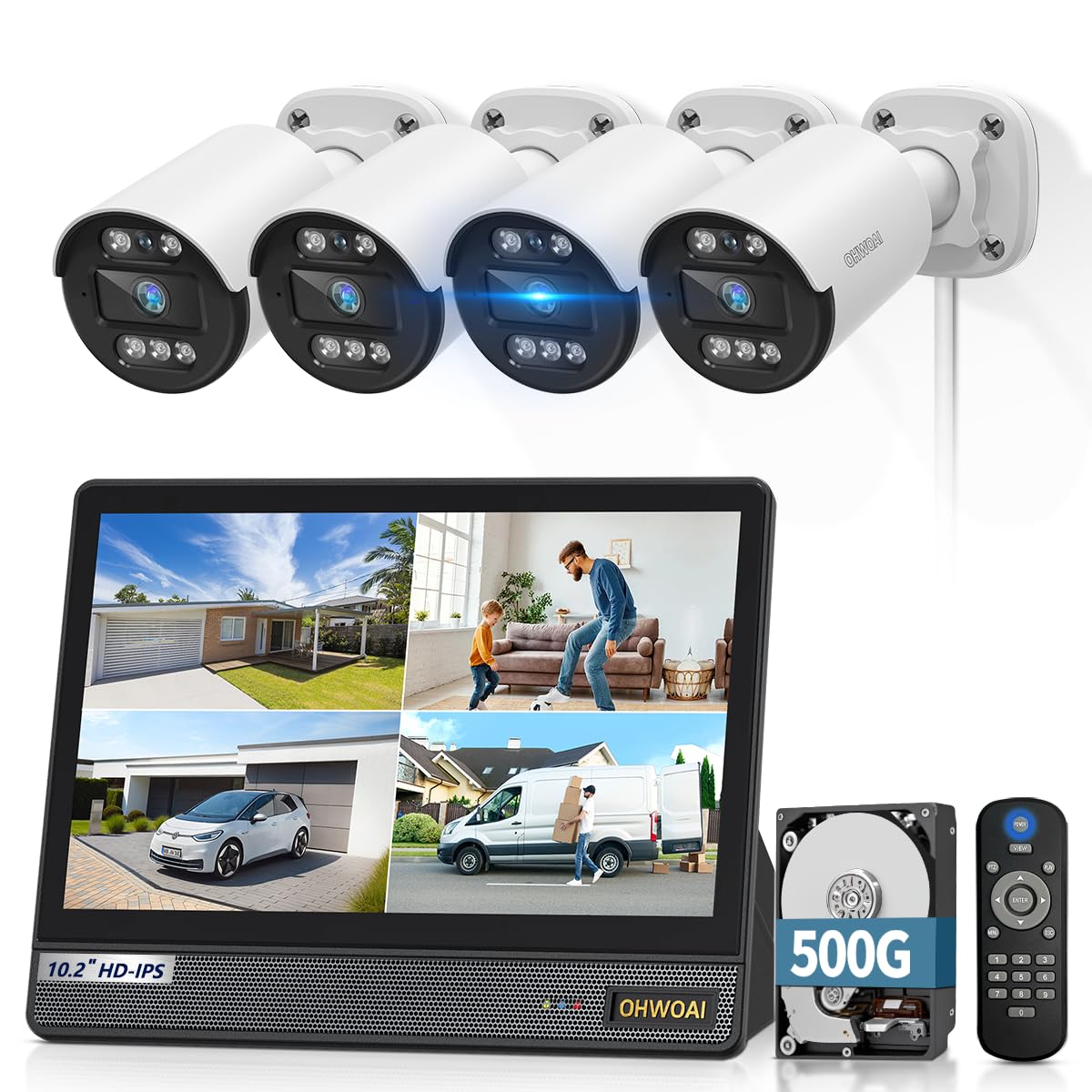 《80ft IR Night Vision & All-in-One DVR》Wired Security Camera System Outdoor, 5MP CCTV Cameras Systems with AI Motion Detection, Home Video Surveillance DVR Kits