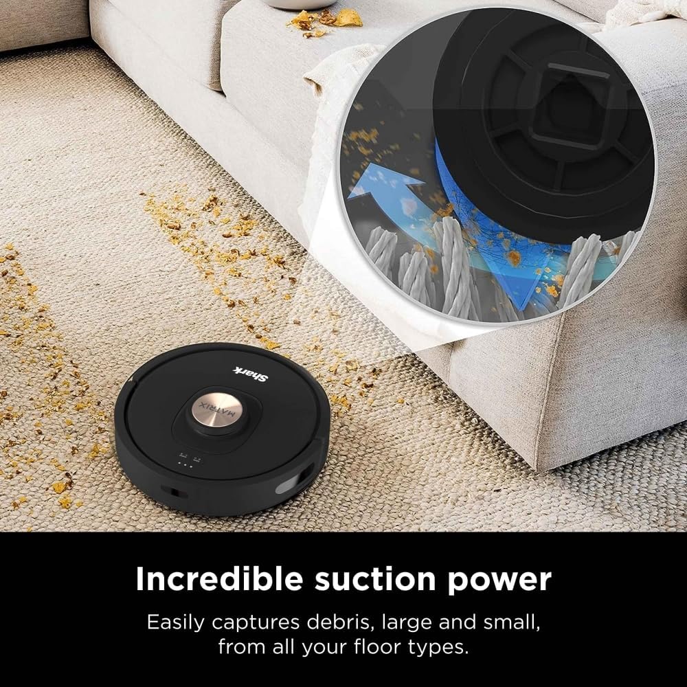 Shark AV2310AE Matrix Robot Vacuum - Self-Emptying, Precision Mapping, Ideal for Pet Hair - Wi-Fi, Black/Brass