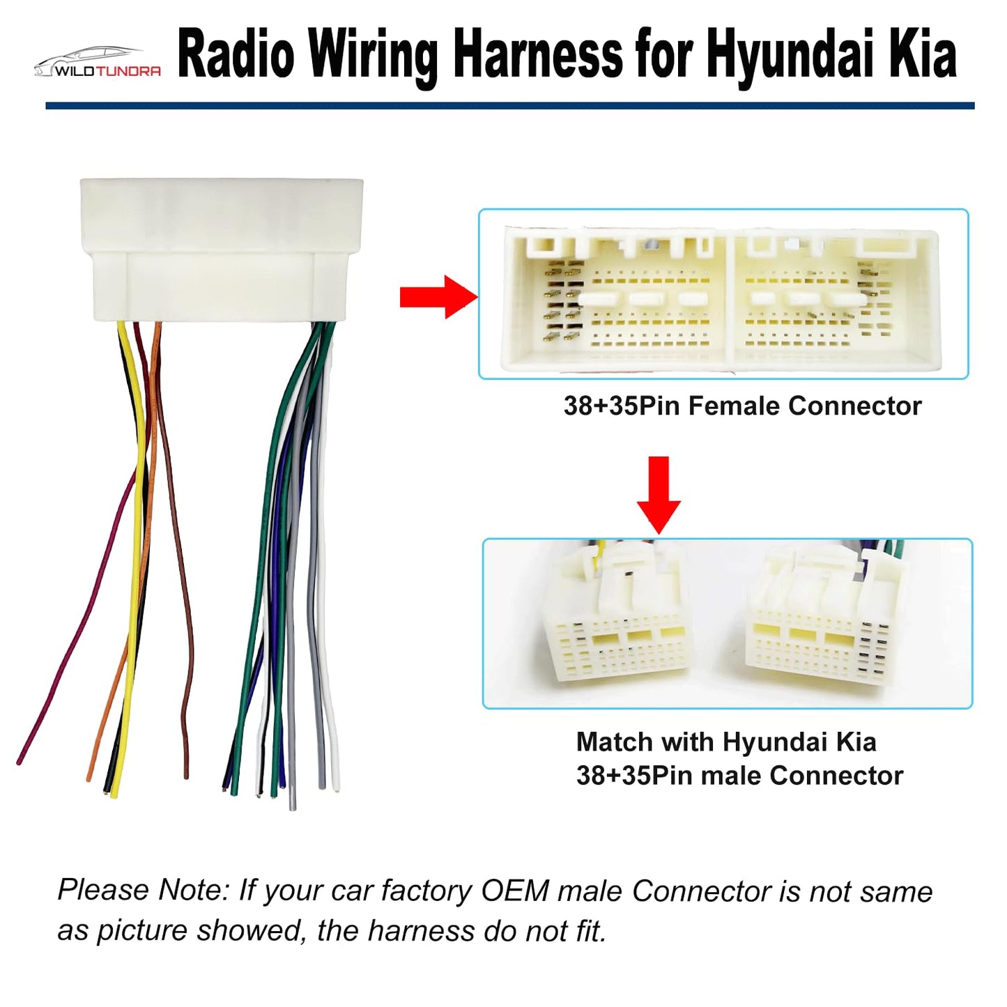2015-2020 2016-2020 K2 K3 K4 Car Radio Wiring Harness for Hyundai KIA with Radio Antenna Adapter Aftermarket Car Stereo