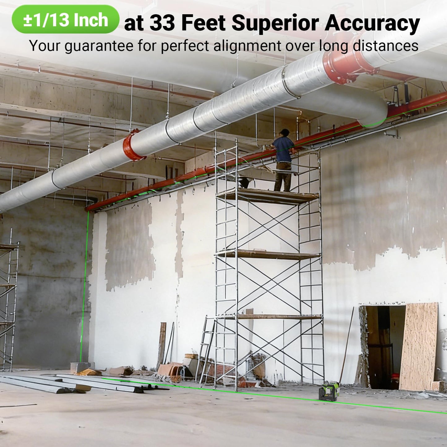 Huepar 2026 Upgraded 360 Laser Level with Electric Fine Adjustment Rotating Base, Fixed-Point Pivot Alignment, Remote Control, Rechargeable, 1/13" High Accuracy Self Leveling Lazer Leveler, Pluse Mode