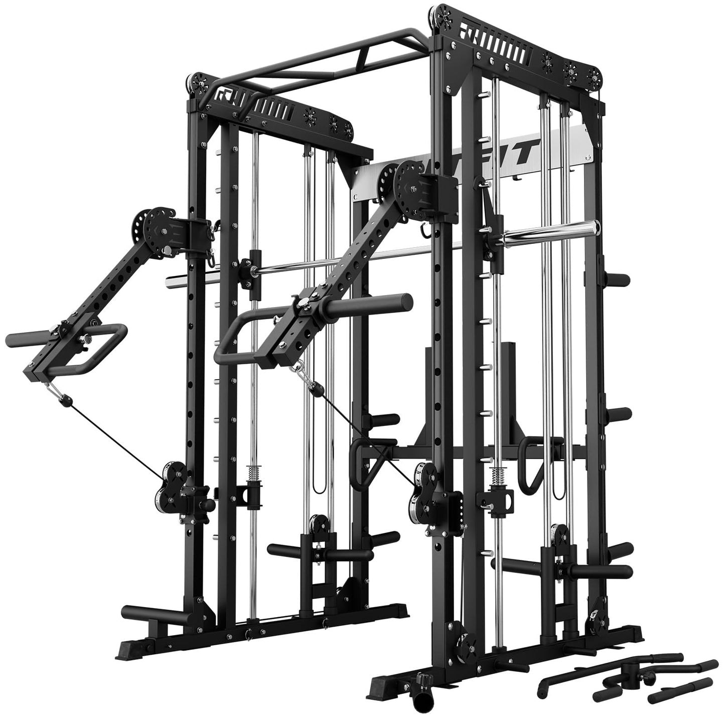 RitFit M1 Pro Smith Machine with LAM1 Adjustable Lever Arm Attachment, All-in-One Power Cage, Power Rack with LAT Pulldown & Cable Crossover System for Home Gym(Black)