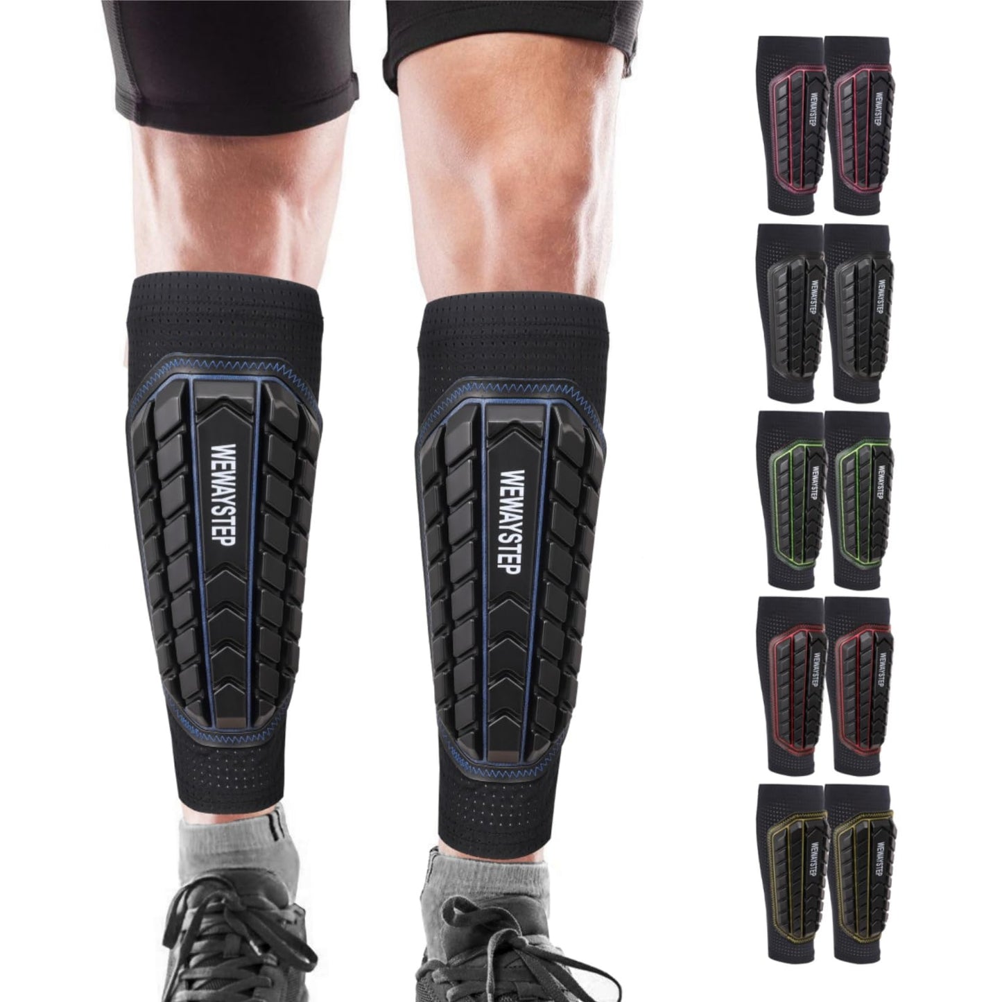 Shin Guards Soccer Kids Youth, Adult Shin Guards with Honeycomb Padding，Breathable & Anti-Slip Calf Compression Sleeves (Red, Small)