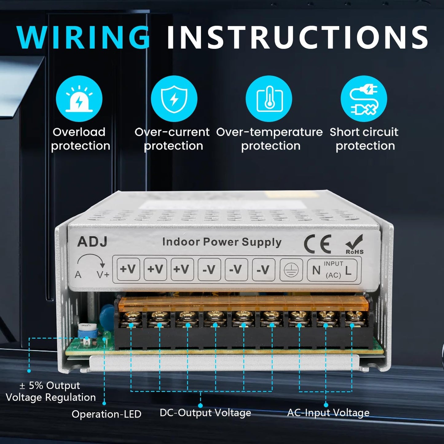 12V 50A 600W 110V 12v 50A 600W 3D Power Supply Transformer, AC to DC Converter Adapter SMPS, DC Power Supply for LED