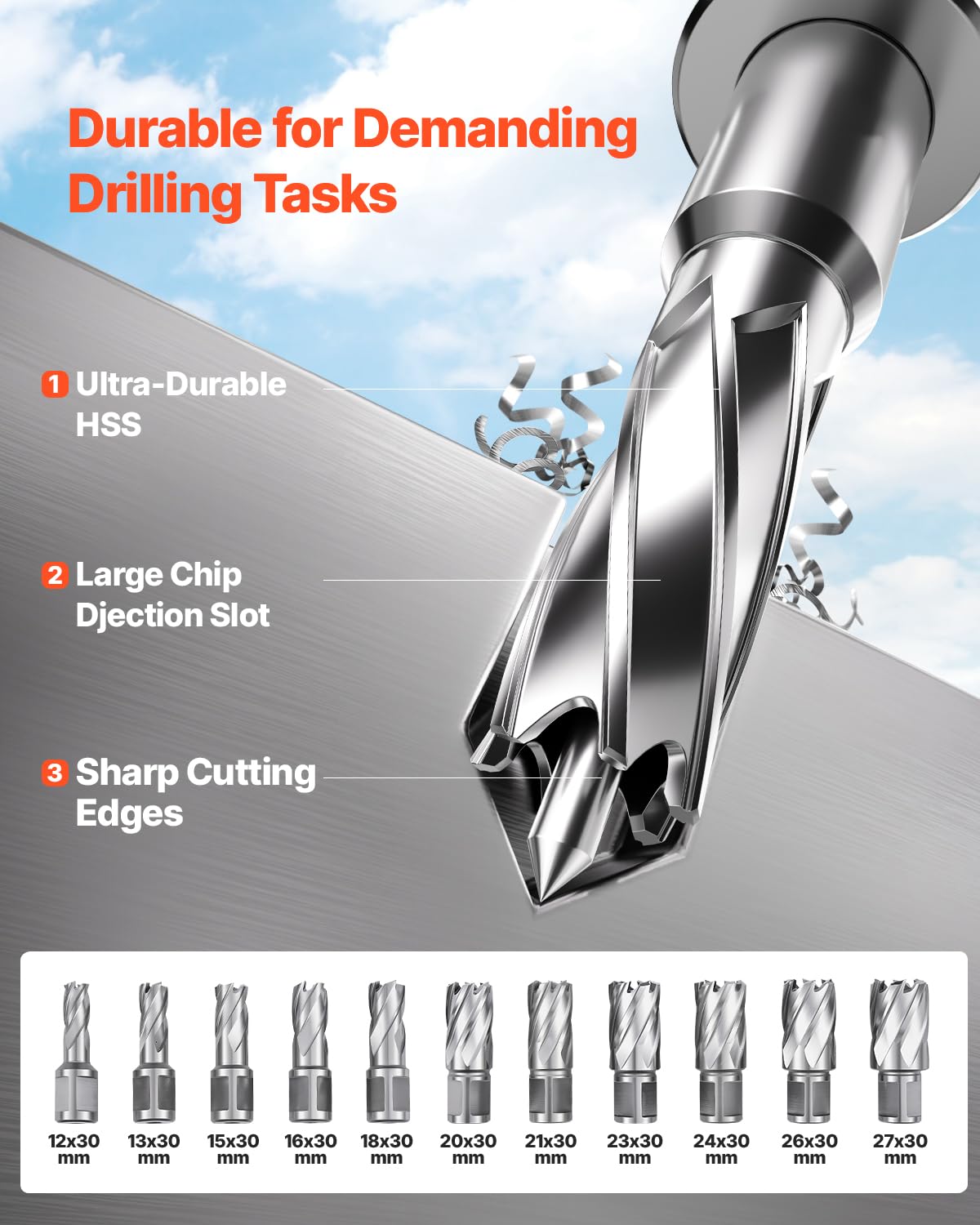 VEVOR Mag Drill Press, 1300W 1.57" Boring Diameter, 2922lbf Power Portable Magnetic Drill, 810 PRM, 11Pcs Drill Bits Electric Drilling Machine for Metal Surface, Industrial and Home Improvement