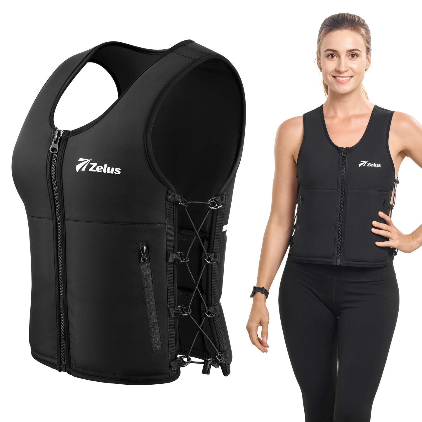 ZELUS Weighted Vest Woman, Adjustable Weighted Vest 1-10lb/ 1-15lb with Removable Z-Fit Soft Iron Weights, for Weight Loss Running Walking Rucking Strength Training, Reflective & Pocket Design