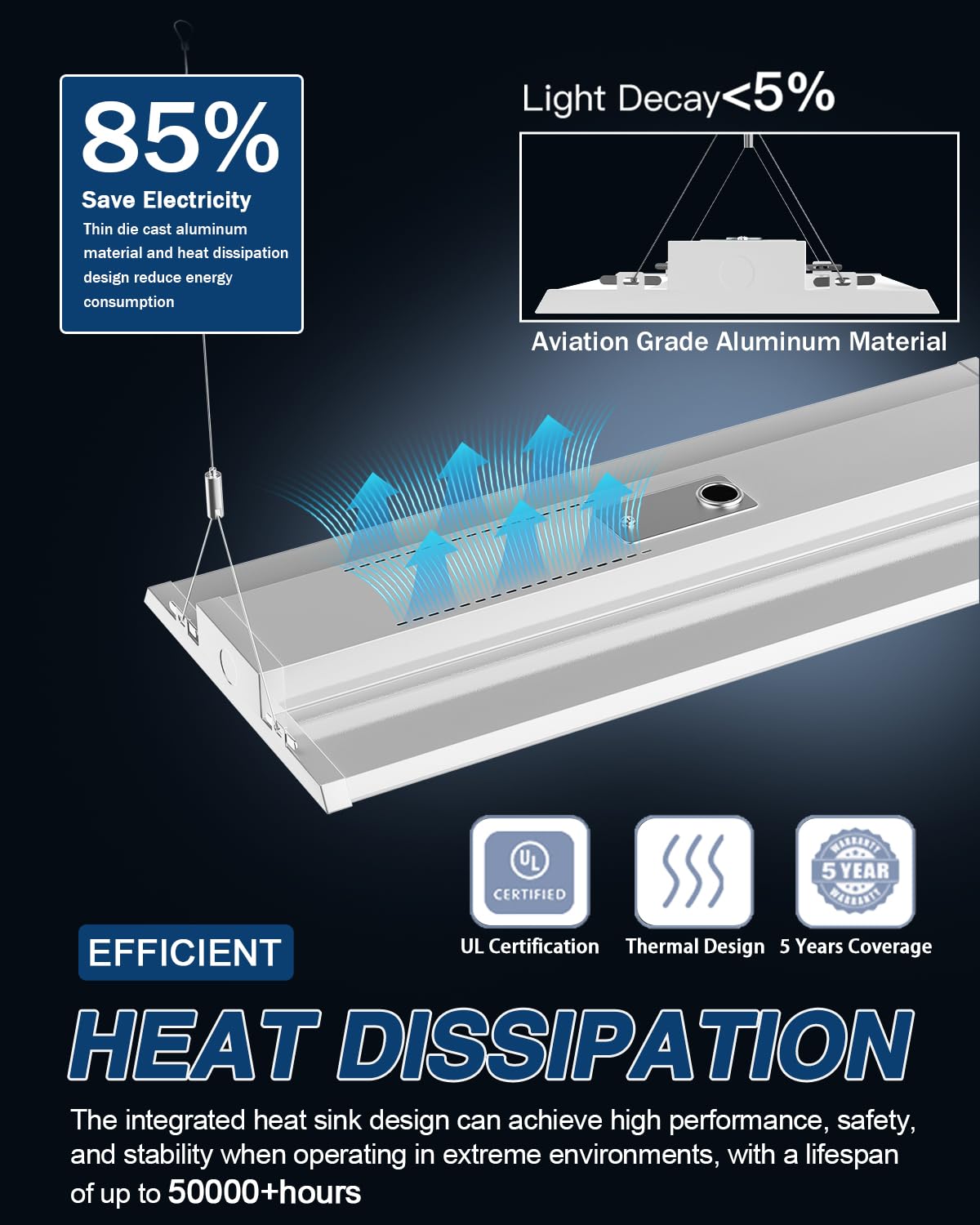 G GJIA LED Linear High Bay LED Shop Lights, 210W 31500LM 0-10V Dimmable 5000K Daylight, Adjustable LED High Bay Shop Lights Lighting Fixtures for Garage Warehouse Workshop, 4-Pack, UL