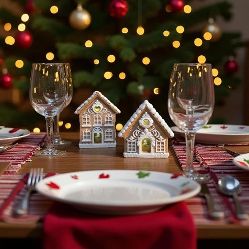 Braxio Gingerbread House Kit - 2PCS Miniature LED Light Decor for Indoor Home Aesthetic - 3 Inch