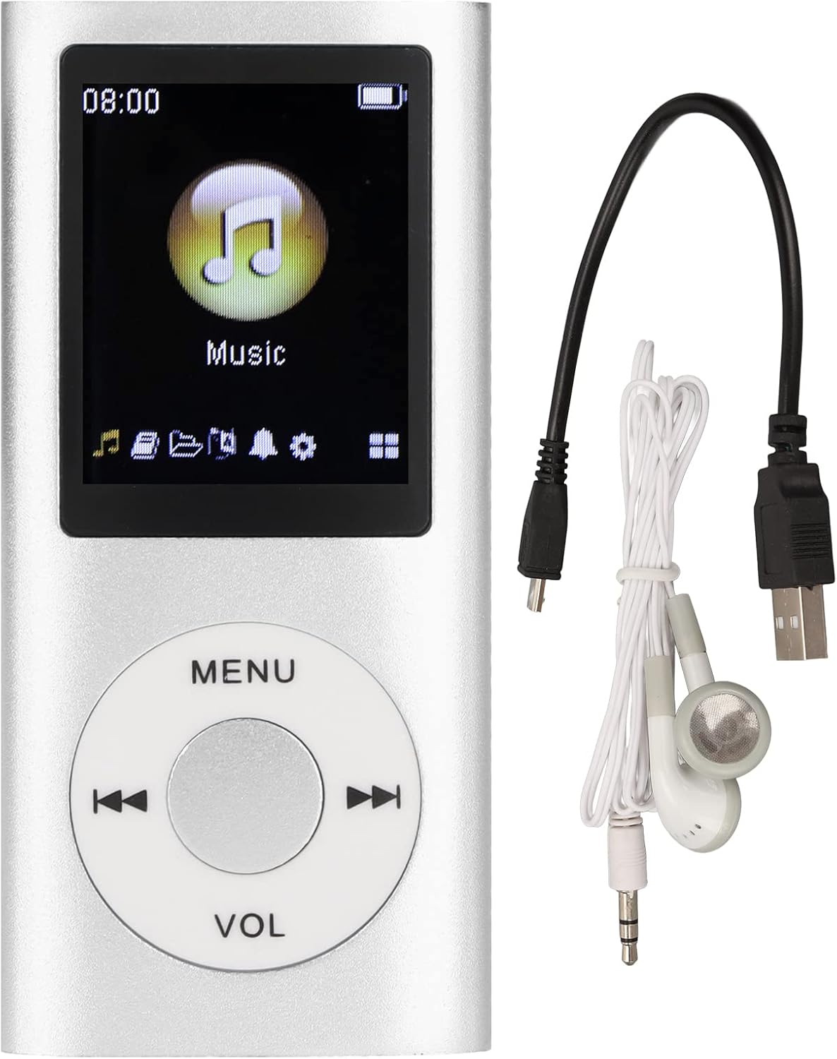 ASHATA MP4 MP3 MP4 1.8 Inch Player, Portable Lossless Player Support Memory Cards Student Slim LCD Screen, Supports